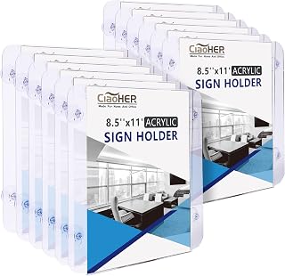 CiaoHER Acrylic Sign Holder 8.5 x 11, Clear Acrylic Frames Glass Window Wall Mount Advertising Signage Sign Holder with 4 Suction Cups for Mall, Office, Home, Restaurant, Vertical （12 Pack）