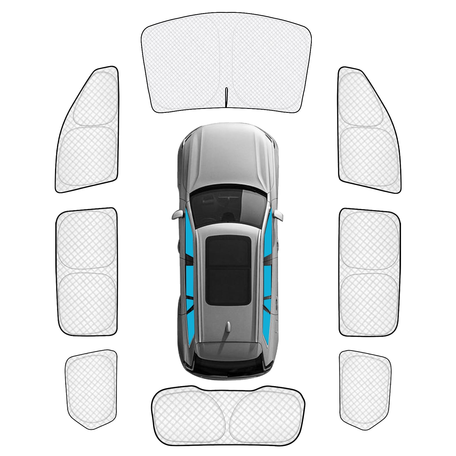 KMF 8pcs Thicken Sun Shades for Jeep Grand Cherokee L(Three-Row) 2021-2026 Accessories (NOT for Grand Cherokee&amp;Cherokee),Full Car Window Covers for Windshield Side Rear, UV Block and Blackout Camping