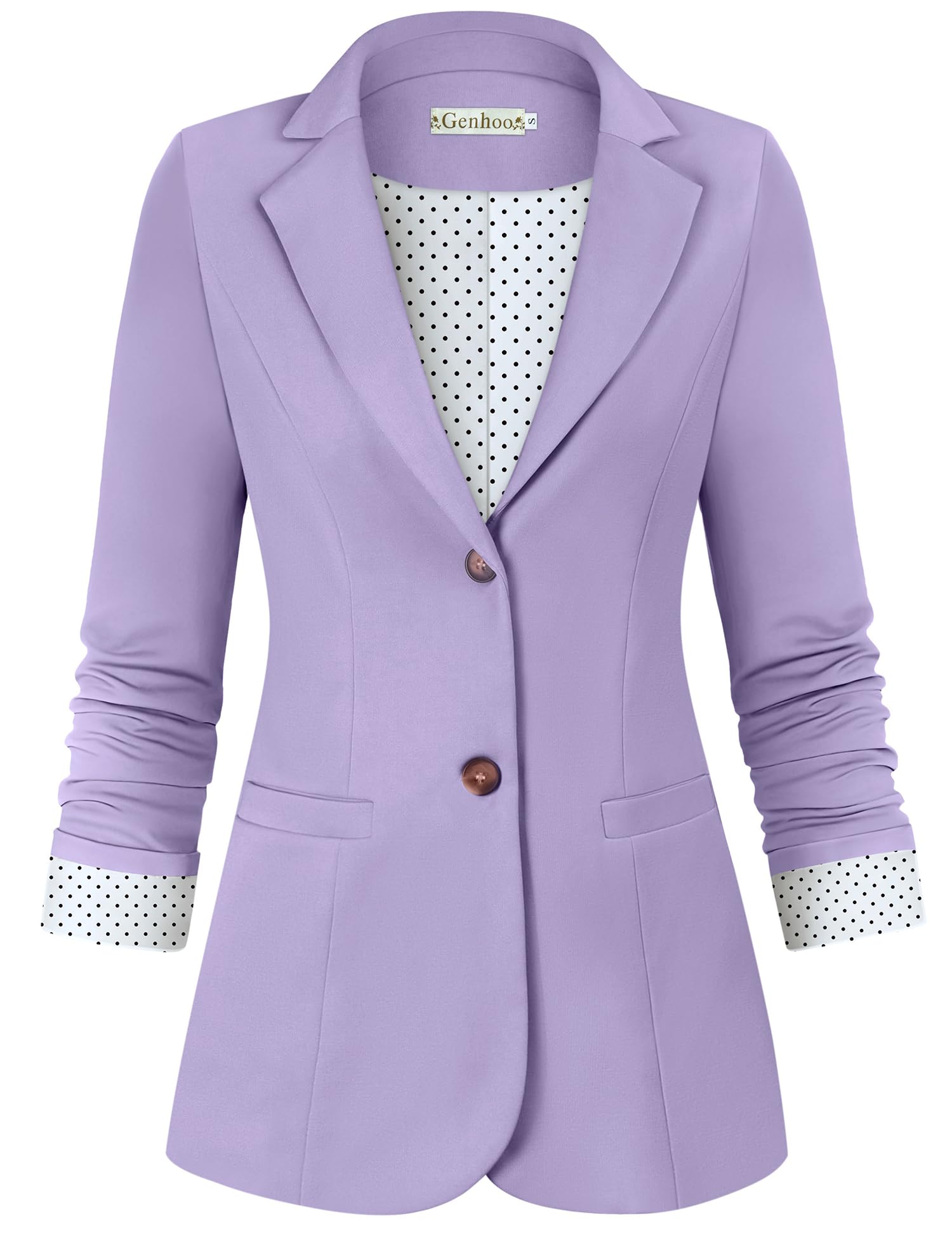 Genhoo Blazer Jackets for Women Open Front Long Sleeve Work Office Casual Blazers with Pockets S-2XL