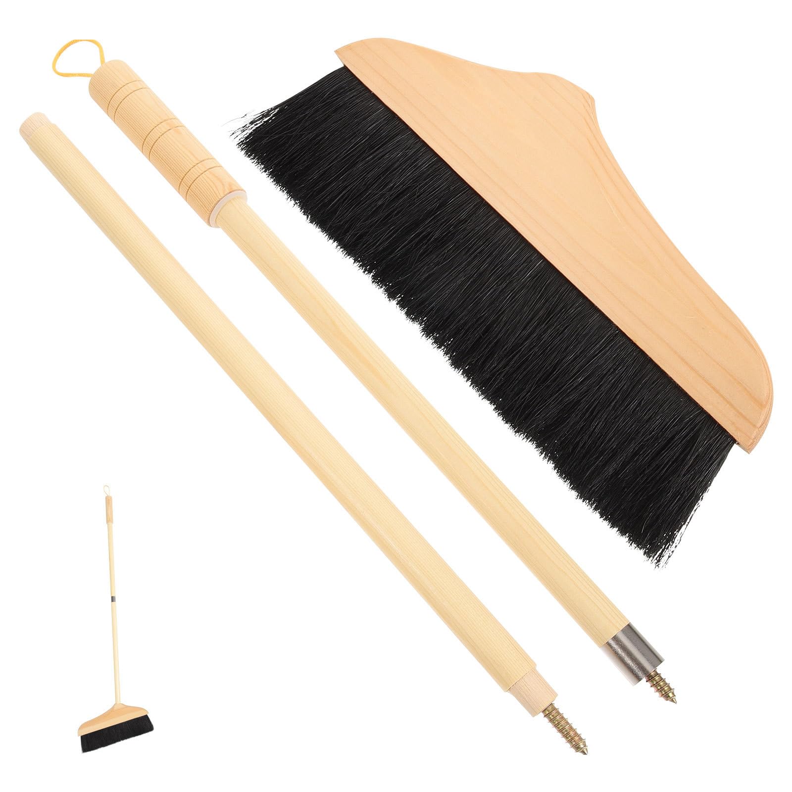 Scopa con setole morbide e manico lungo, 90 cm, ideale per interni ed esterni, per tappeti, piastrelle e pulizia, struttura in legno resistente