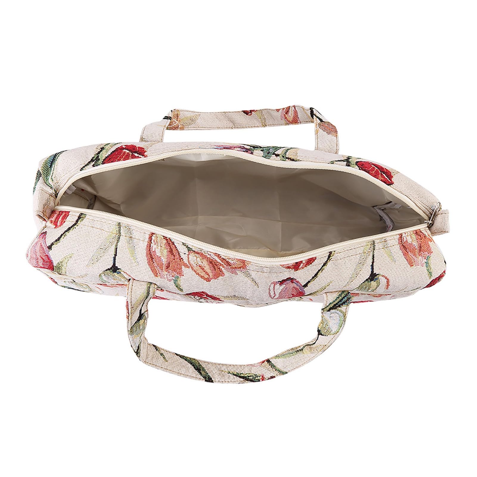 Gegong Borsa portaoggetti fatta a mano per ferri da maglia, in tessuto jacquard con fiori viola, rosa, per trucco, scrivania, viaggi, camera da letto, soggiorno (rosa jacquard)