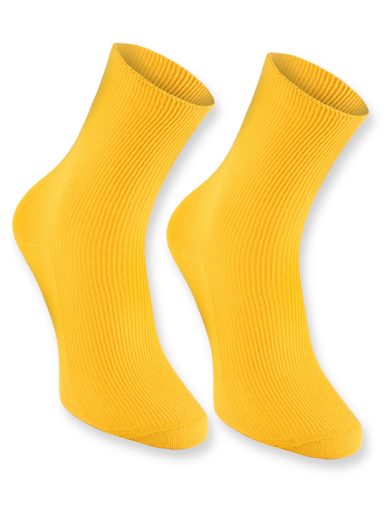 Rainbow Socks Men's 1Xyellow - 1 Pair Of Diabetic Elastic Cotton Socks For Swollen Feet, Yellow M