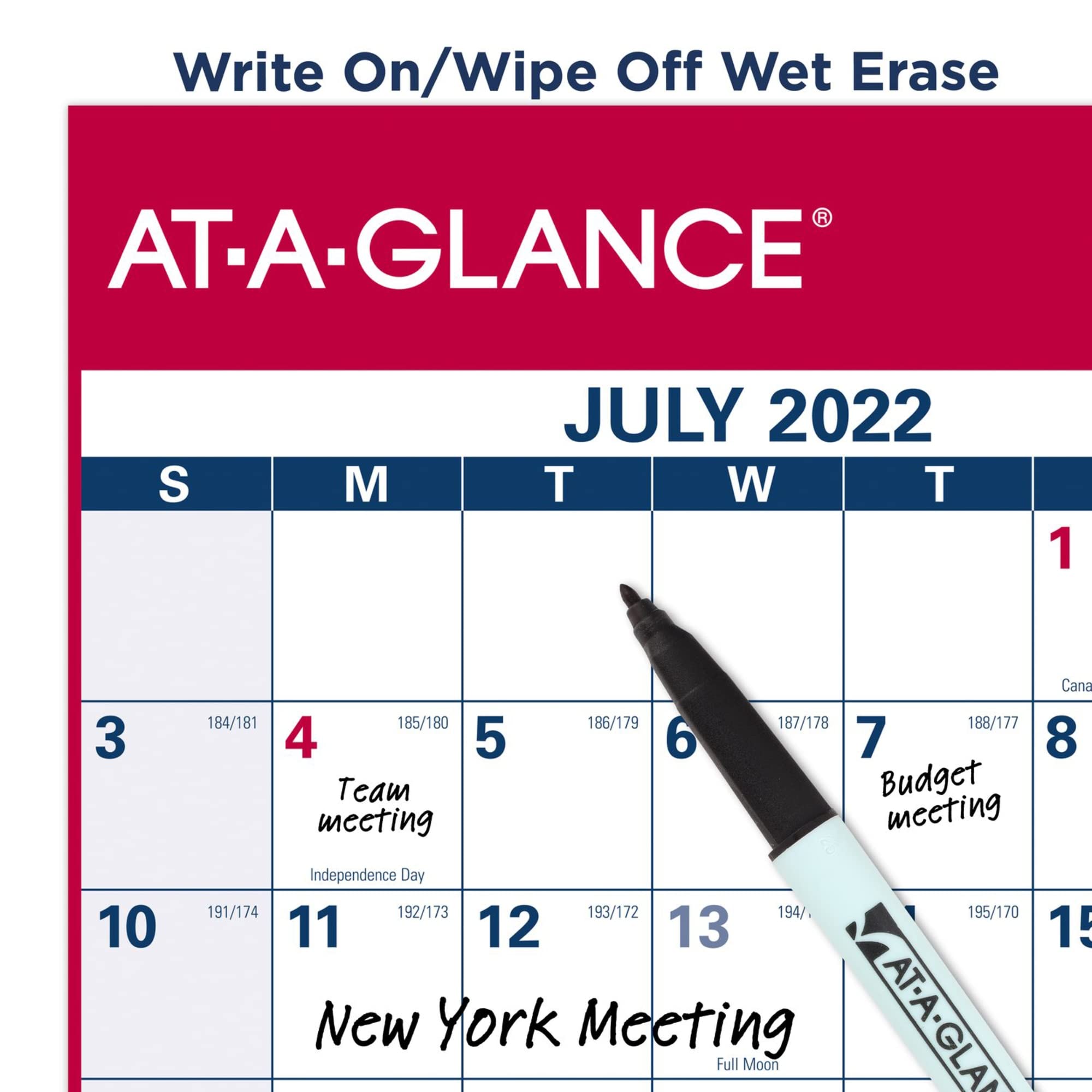 AT-A-GLANCE 2023-2024 Erasable Calendar, Dry Erase Wall Planner, 48" X 32", Extra Large, Academic & Regular Year, Double Sided, Horizontal (PM326S2824