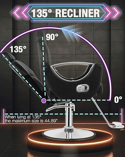 Miniatura 3 de Silla de peluquería de salón, silla reclinable para estilista, silla de pelo con bomba hidráulica resistente, sillas giratorias de 360 grados para