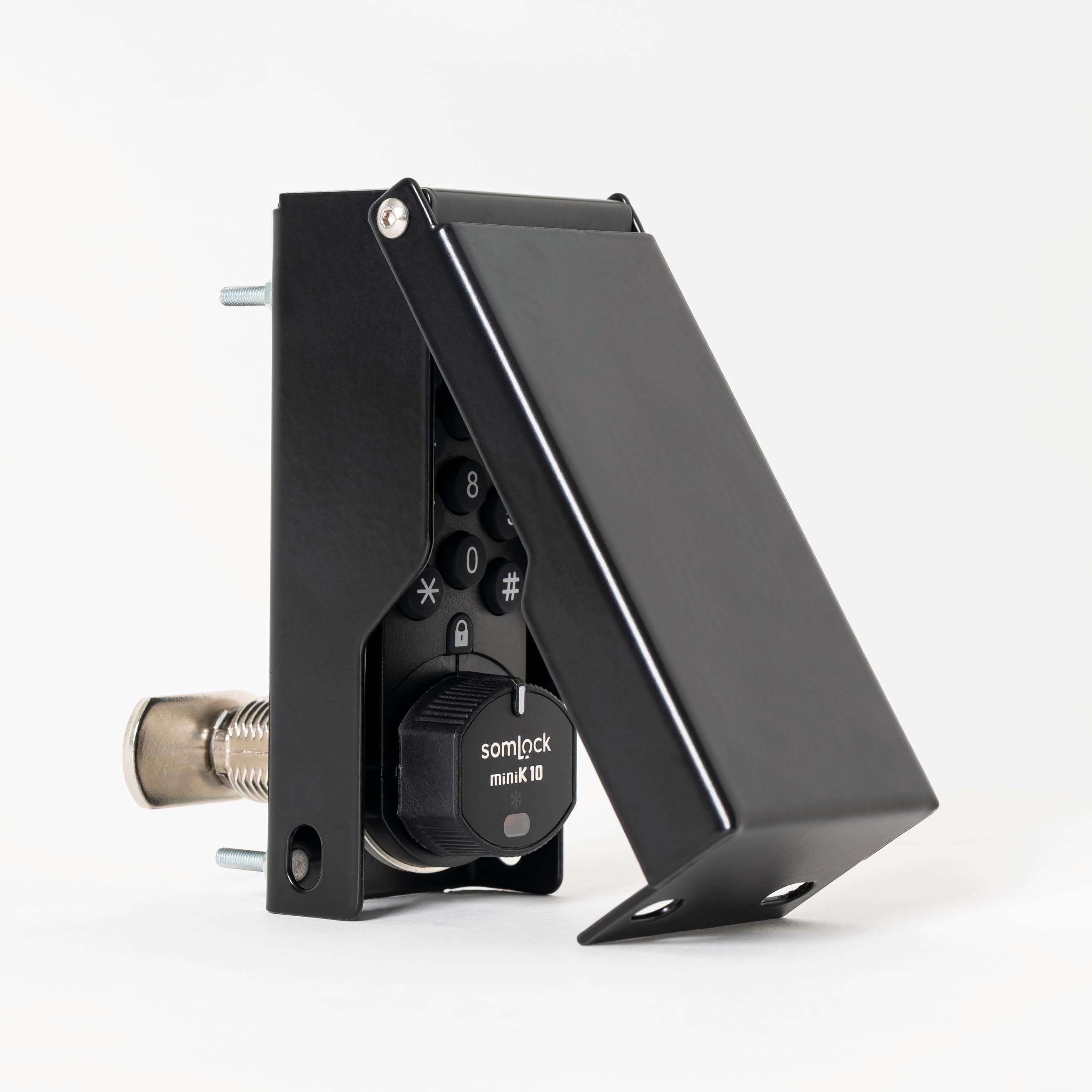miniK10 Elektronisches Schrankschloss für den Außenbereich mit schützendem Metallgehäuse - wetterbeständiges Smart Lock, 12-Tasten-Tastatur, 10-Jahres-Batterie, IP54 bewertet, Aufputz