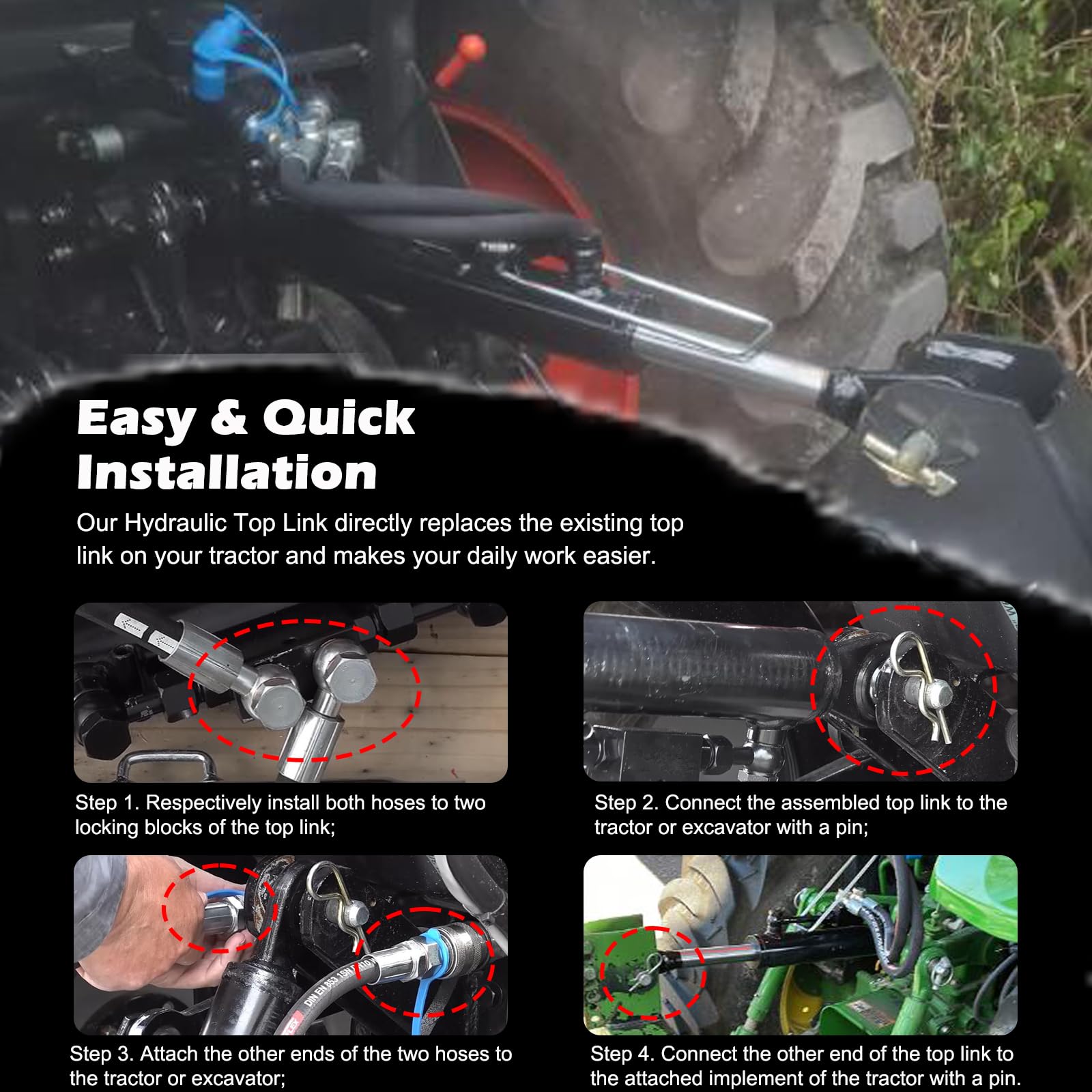 Amazon.com: SPH320033 Hydraulic Top Link Cat. 1-1 with Locking  