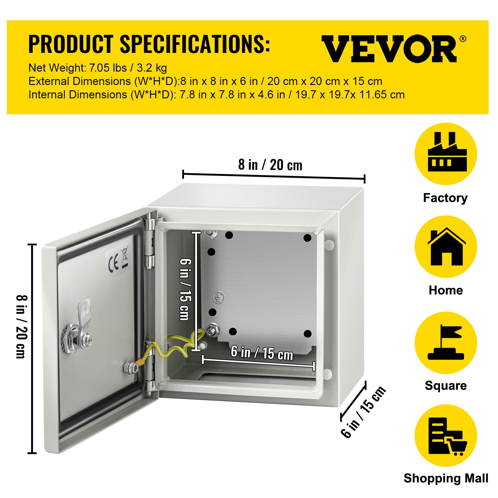 VEVOR NEMA Steel Electrical Box - Waterproof & Dustproof -7