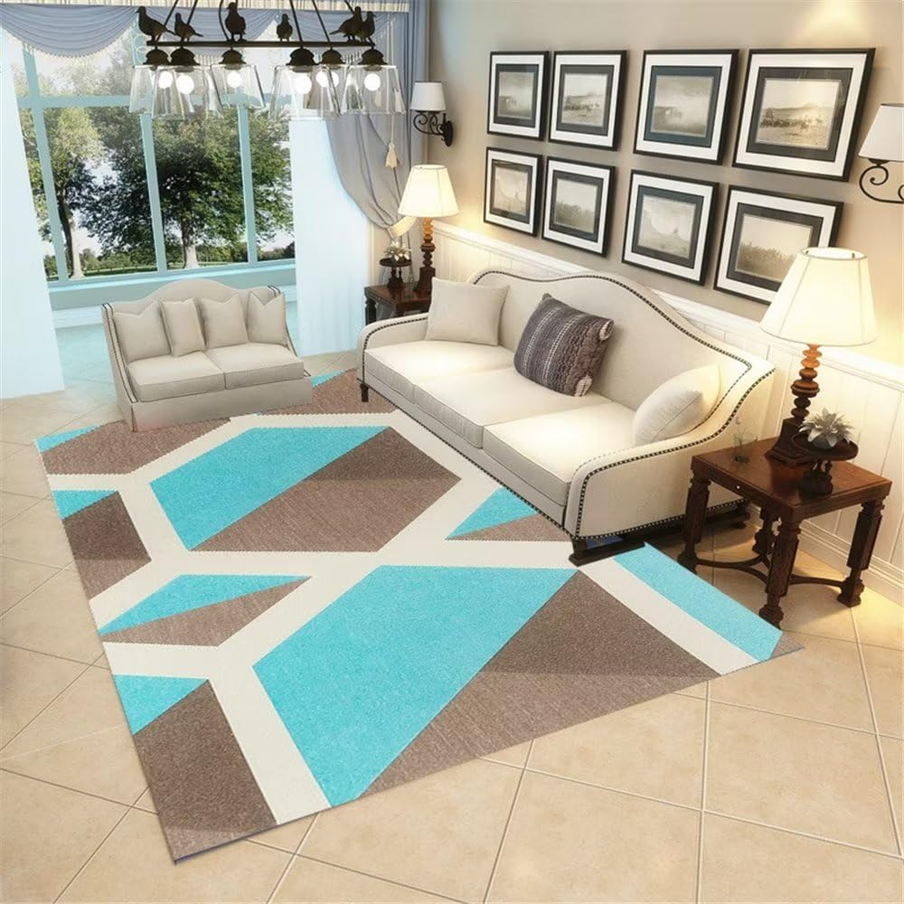 Tapis de sol anti-acariens lavable pour chambre enfant bleu 160x200cm