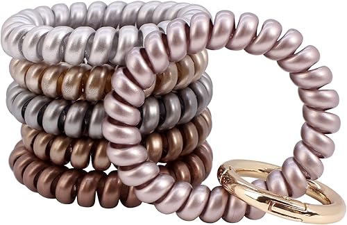 BIHRTC Llavero de muñeca con resorte flexible espiral de muñeca de bobina de sauna llavero