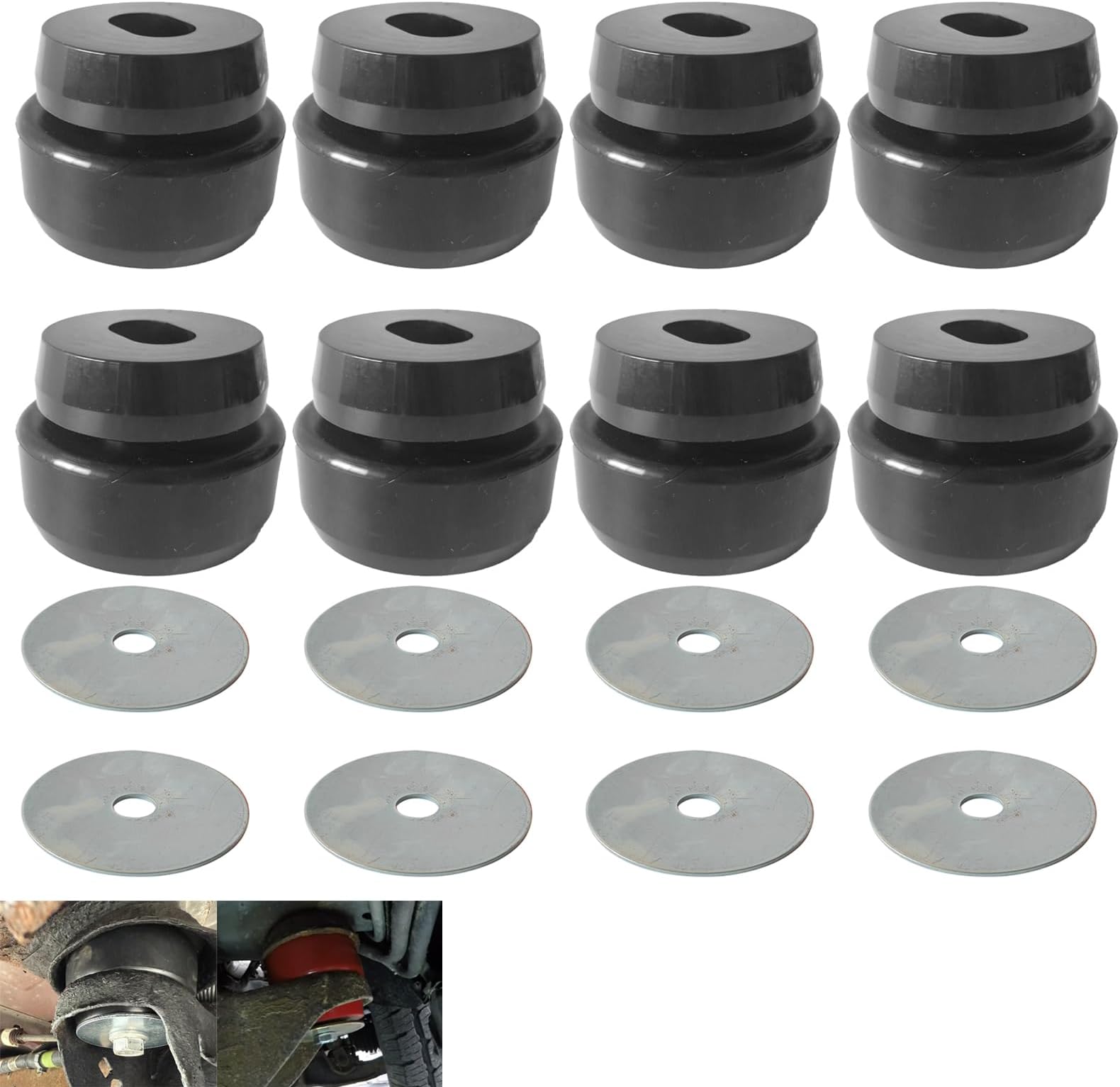 7-141 Polyurethane Body & Cab Mount Bushing Kit for 1999-2014 Chevy Silverado & GMC Sierra 1500/2500 2WD/4WD Includes Washers (24PCS, Black)