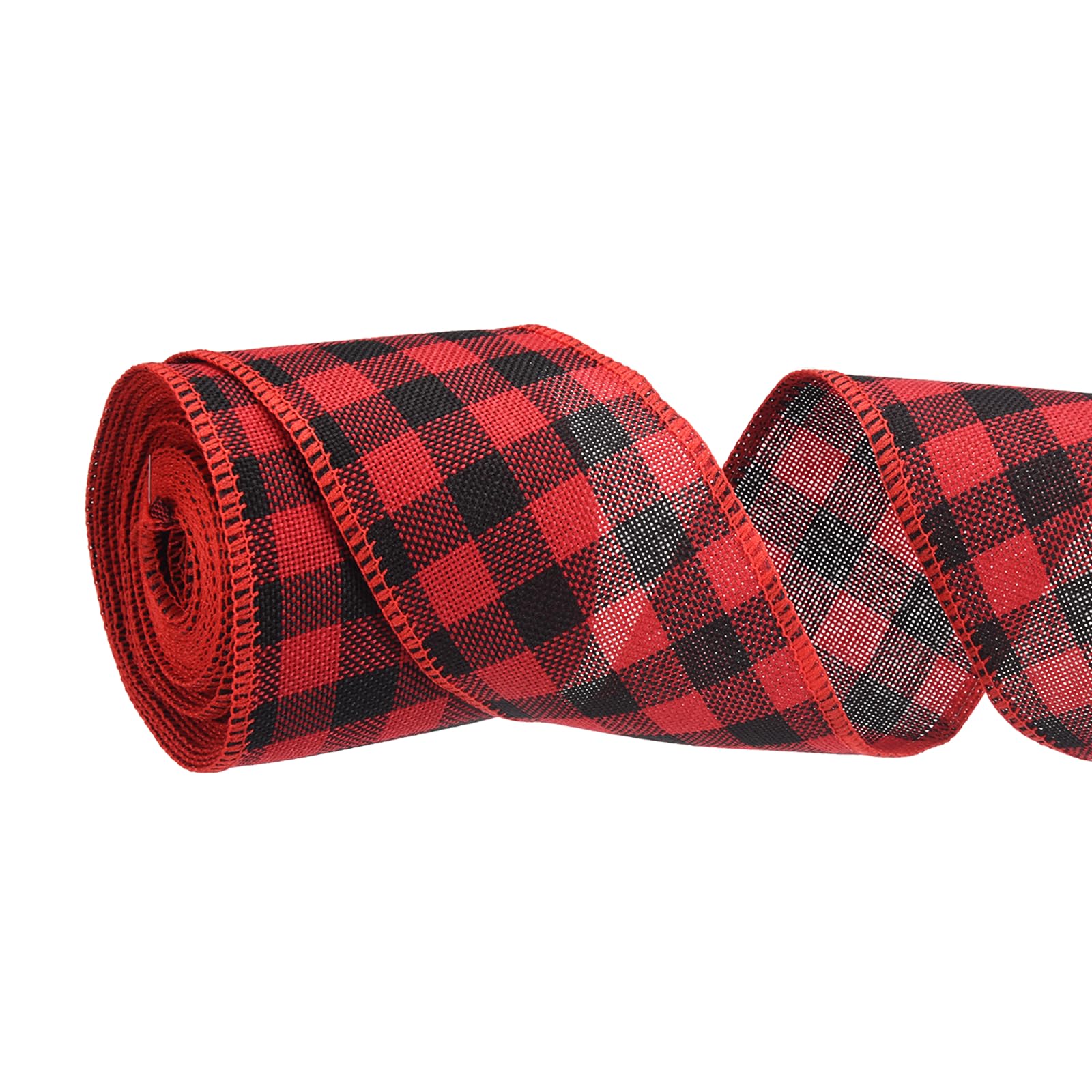 PATIKIL Burlap Wired Ribbon, (60mm x 6m, Black and Red)