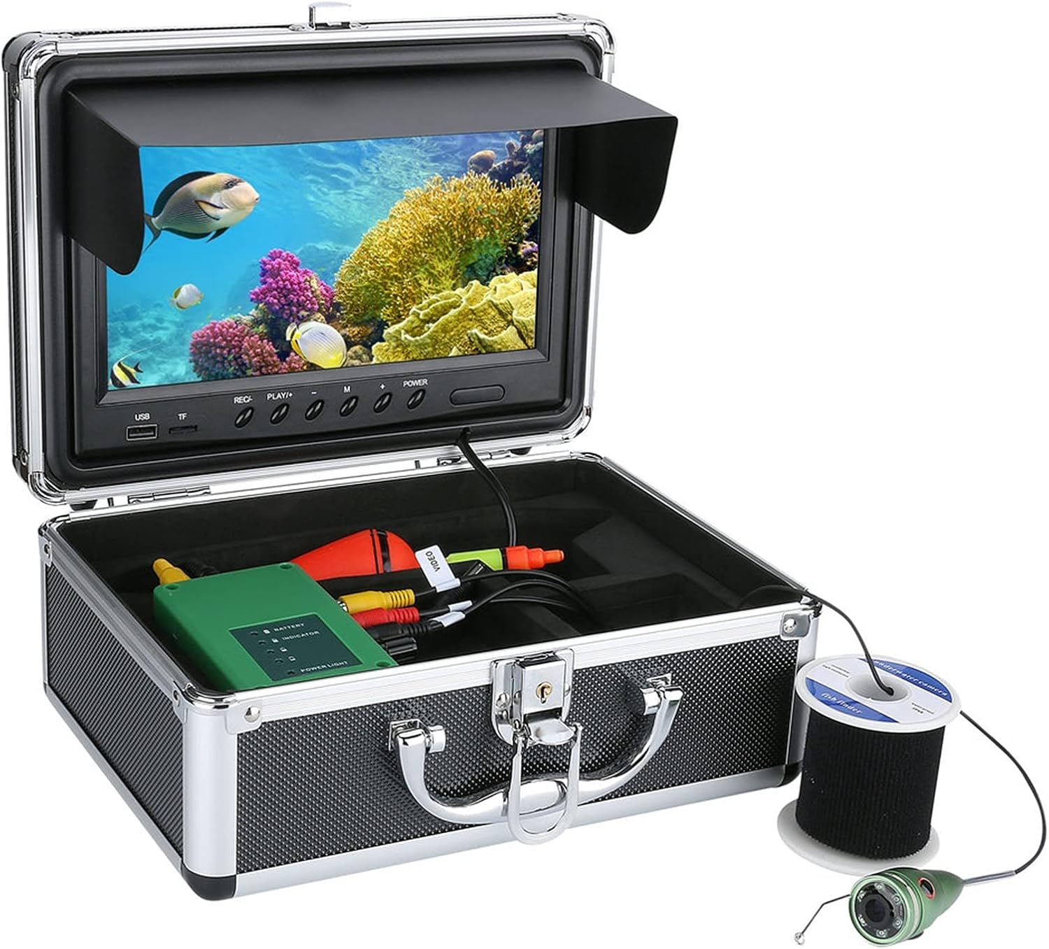 Fish Finders Depth Finders 9 inch DVR Underwater Fishing Video Camera 1000TVL Fish Finder HD Recorder Waterproof Fishing Camera with 6pcs1W IR LED for Boat Kayak Sea Fishing