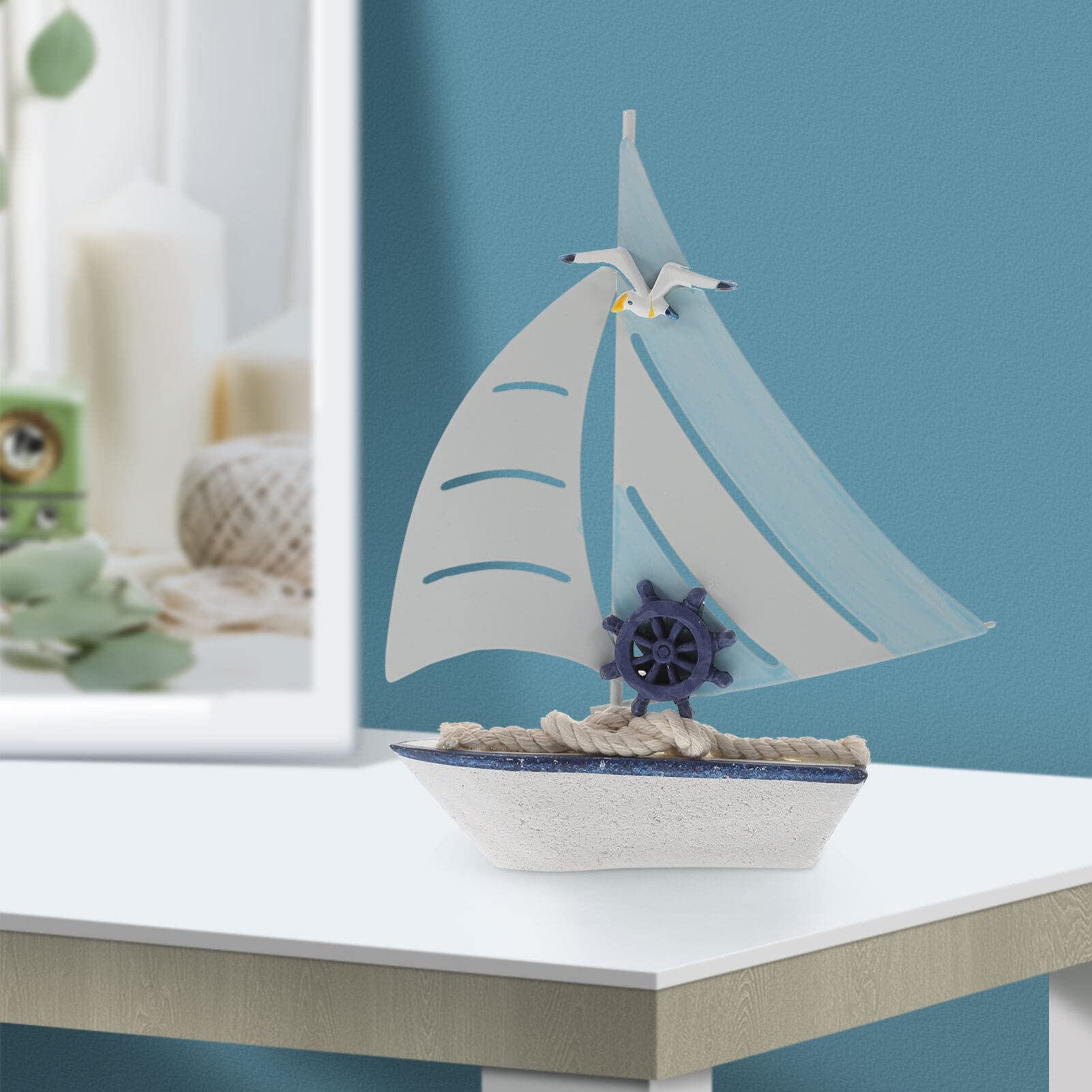 Modèle de voilier en Bois Vintage décor de Bureau Ornement de Style méditerranéen Mini Navire pour la Maison