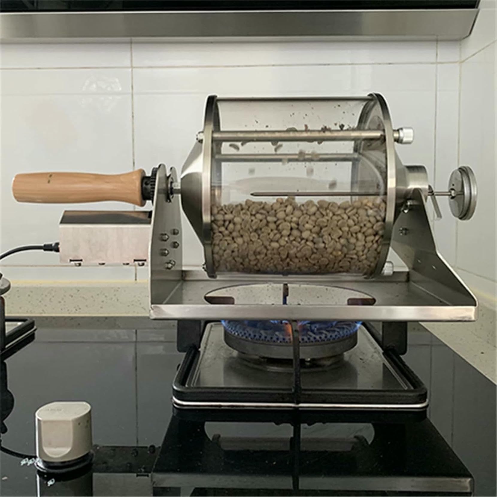 Tostadore Per Caffè A Tamburo Di Grande Capacità, Timer, Tostadore Per Fagioli Di Caffè A Tamburo In Acciaio Inossidabile, Anche Riscaldamento Per La Tostatura Del Caffè, Fagioli Verdi, Arachidi
