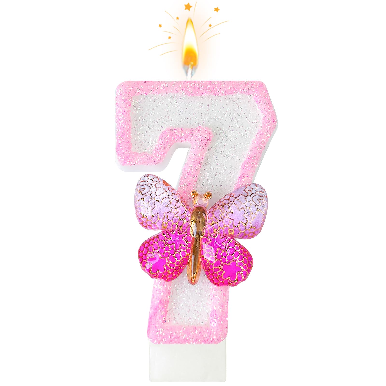 WQINX Pink Butterfly Birthday Decorations Candles, 3.3 Inch Birthday Candles for Cake Decorations, Cute Anniversary Celebration Supplies for Girls and