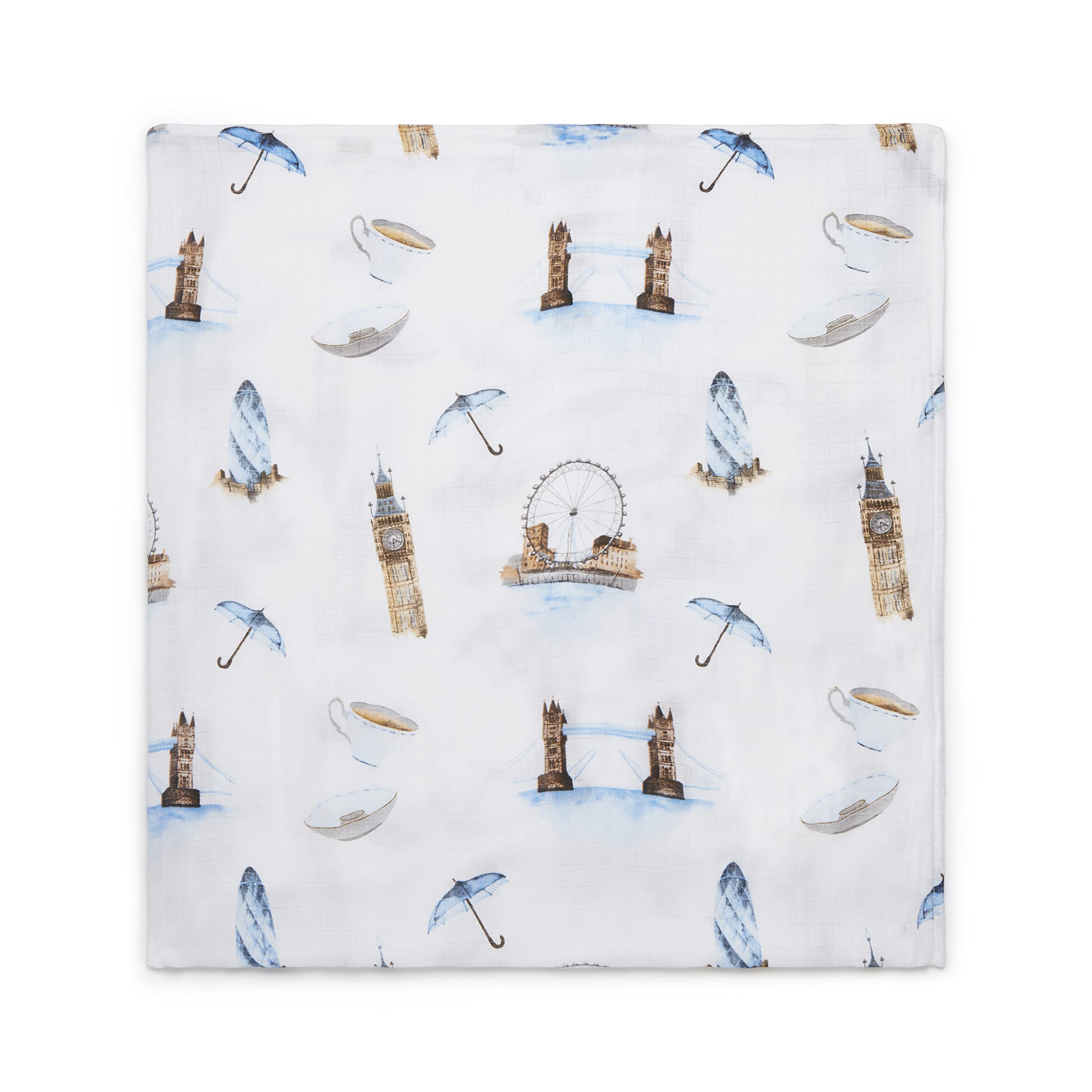 Panda® Paquete de 3 mantas de muselina de bambú para bebé, 120 x 120 cm, Londres, suave, transpirable y suave, multiusos, esencial para bebés y niños, gran regalo para recién nacidos, calma y