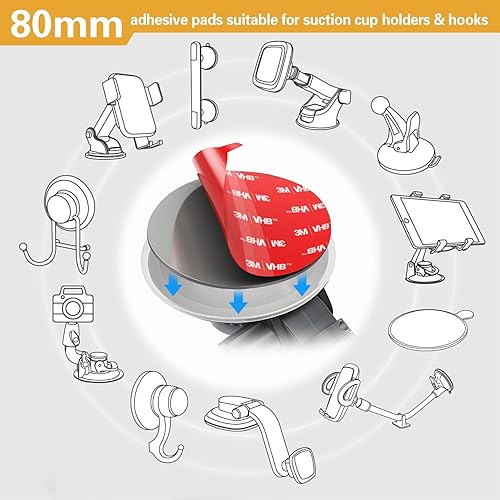 Miniatura 2 de 3M VHB - Repuesto adhesivo adhesivo, 4 almohadillas circulares de doble cara de 3.15 pulgadas para tablero/parabrisas, soporte de teléfono, 4 cintas