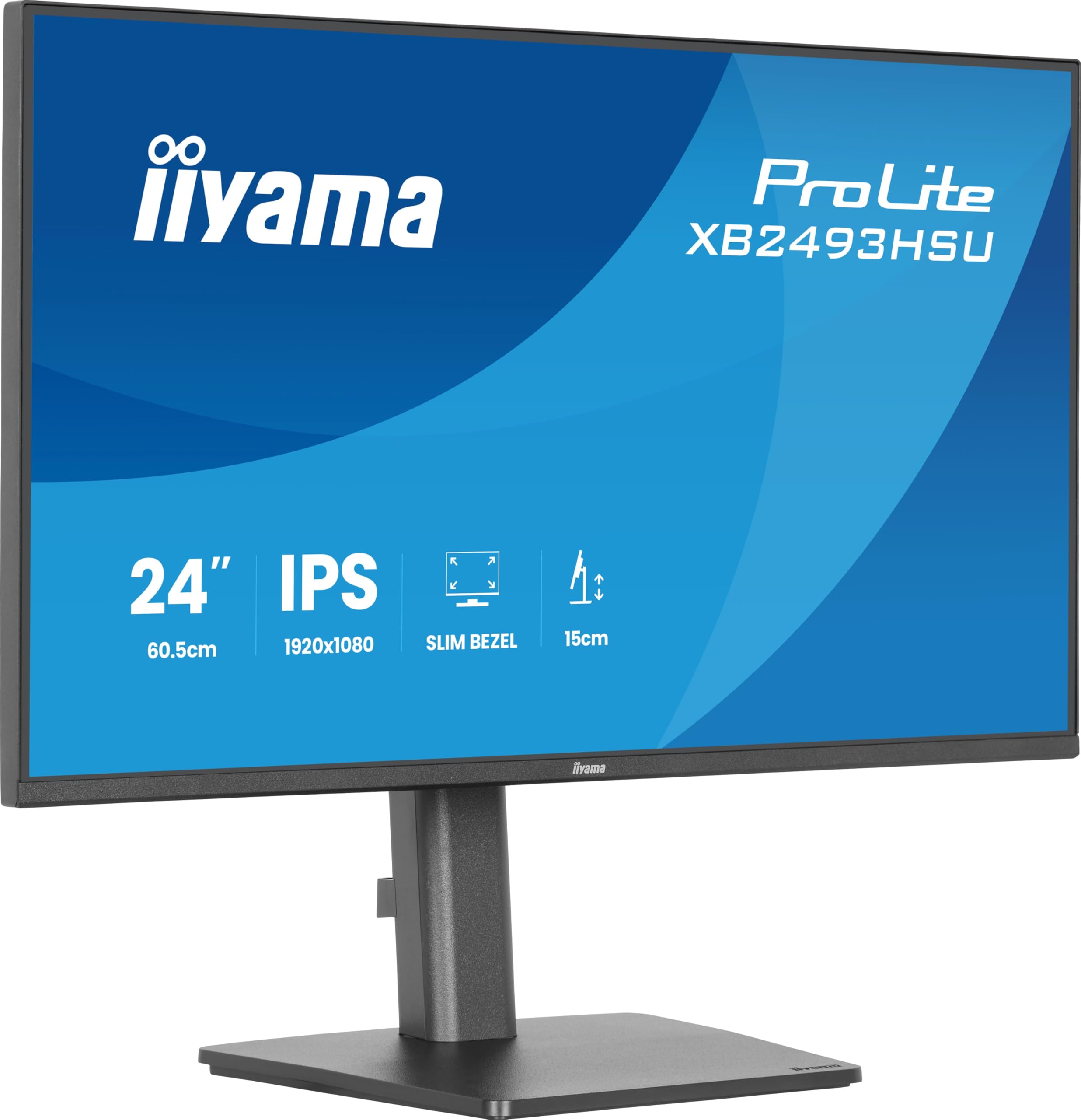 iiyama Prolite XB2493HSU-B1 60,5cm 23,8" IPS LED-Monitor Full-HD 120Hz HDMI DP USB2.0 Slim-Line Höhenverstellung Pivot Adaptive Sync Energieklasse C schwarz