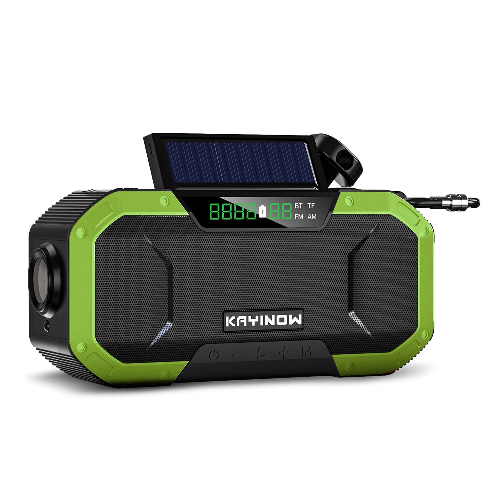 Kavolet Radio solar, portátil, radio Dynamo con AM/FM, 5000 mAh, cargador de batería externa, linterna LED, alarma de emergencia al aire libre, camping y supervivencia