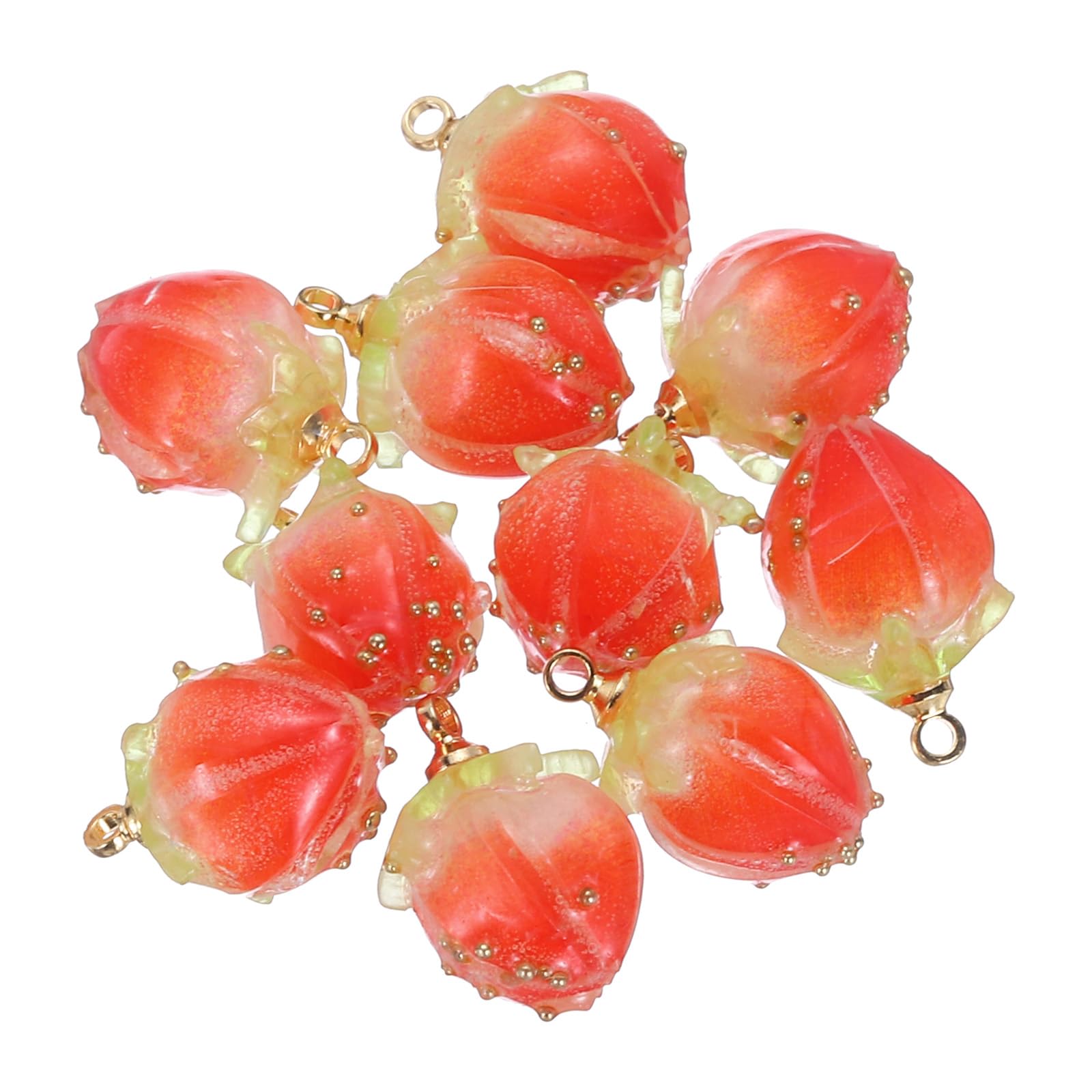 PATIKIL 0.6x0.4 Flower Beads, 10Pcs Acrylic Flower Buds Beads Mini Rose Charm for Bracelets Earrings, Necklaces