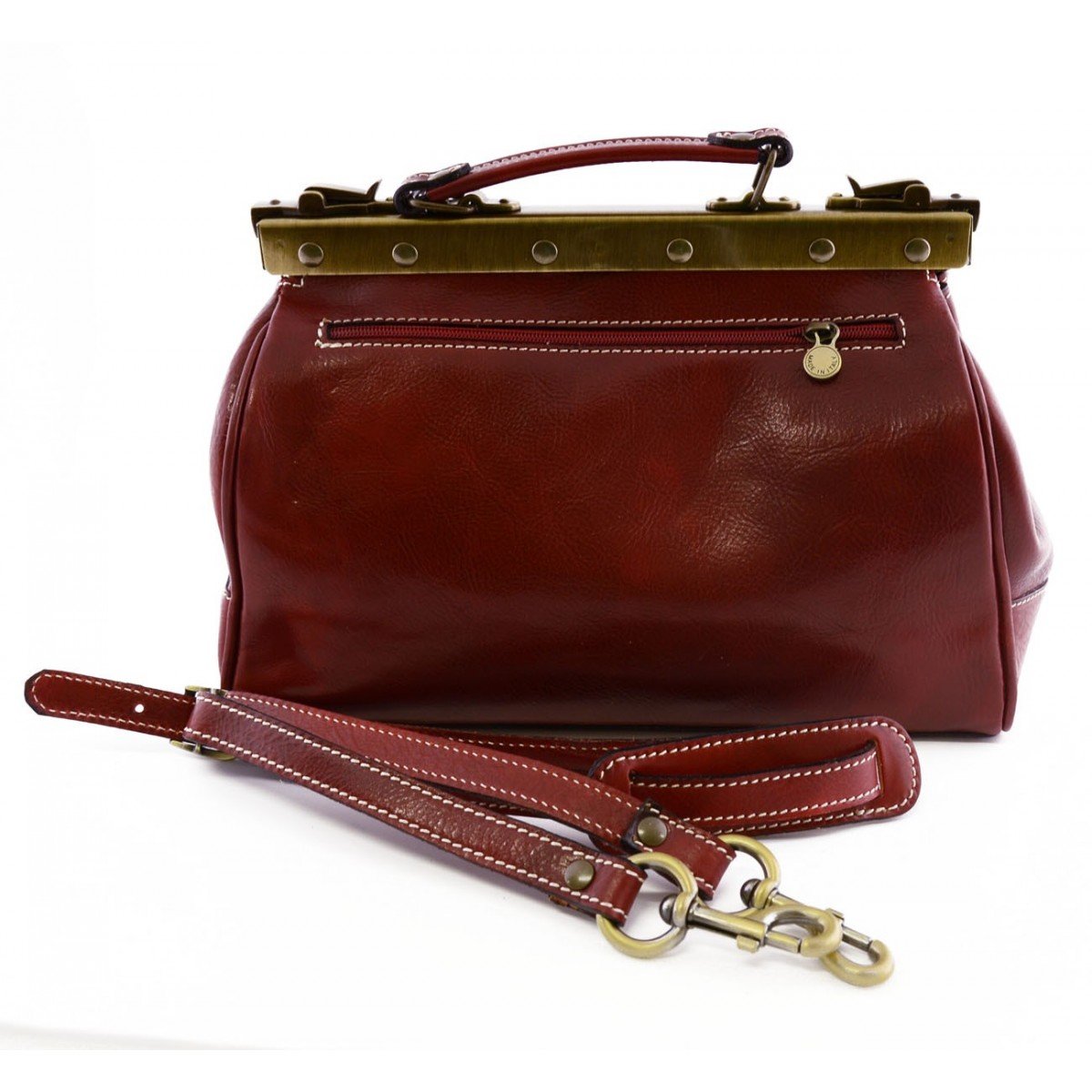 Dream Leather Bags Made in Italy toskanische echte Ledertaschen Leder Arzttasche, Mit überlappenden Eisscharniere Farbe Rot - Italienische Lederwaren - Aktentasche