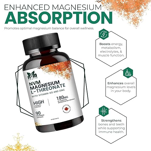 Miniatura 5 de L-treonato de magnesio con vitamina D3 y zinc para apoyar el sueño, funciones musculares, equilibrio electrolítico y apoyo inmunológico I Sin