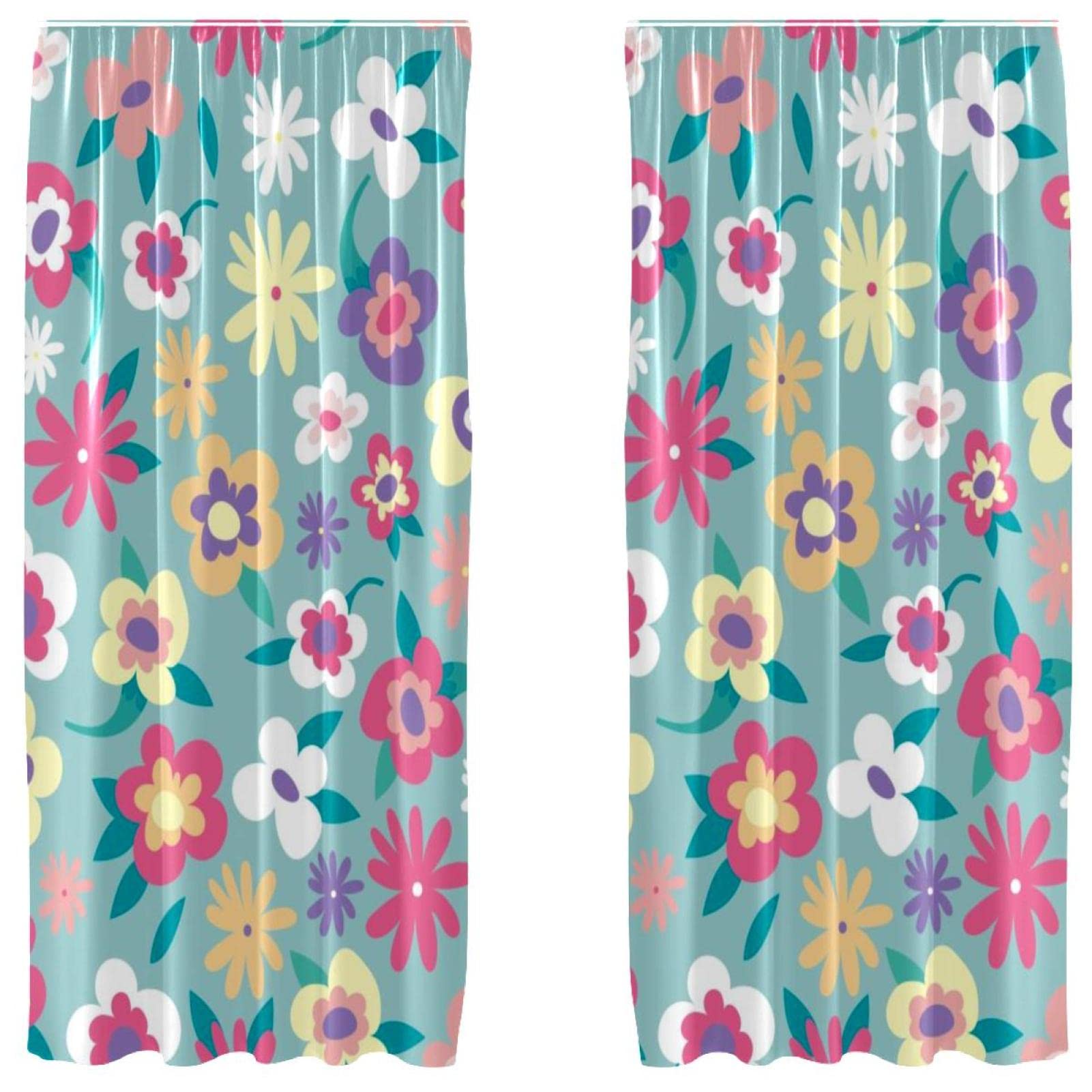 Cortinas opacas de flores azules de 55x84 pulgadas para solucionar el exceso de luz