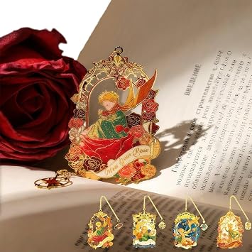 The Metal Bookmarks Set 4 Pieces. Elegant Golden Hollow Bookmarks with Tassel for Book Lovers, Writers, Readers. Perfect Gift for Kid & Adults, Gift Packing