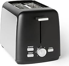 Amazon Basics 2 Slice Toaster with 7 Browning Levels and Removable Crumb Tray, Extra Wide Slots, 800 W, Black