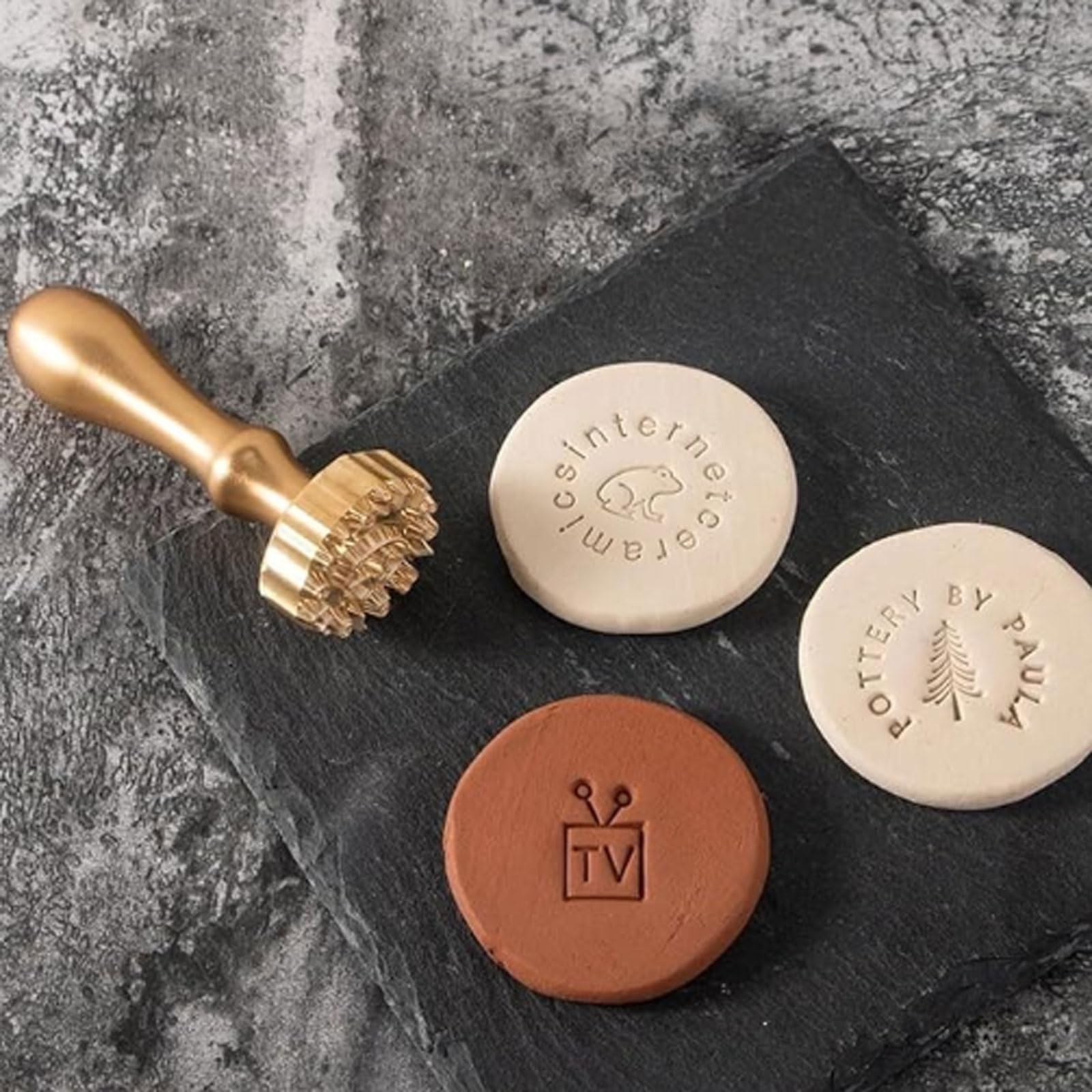 Timbro in Ceramica con Logo Personalizzato Timbri in Ceramica con Testo o iniziali Timbri con Firma in Ceramica per Argilla Personalizzata Kit Timbro Fai da Te