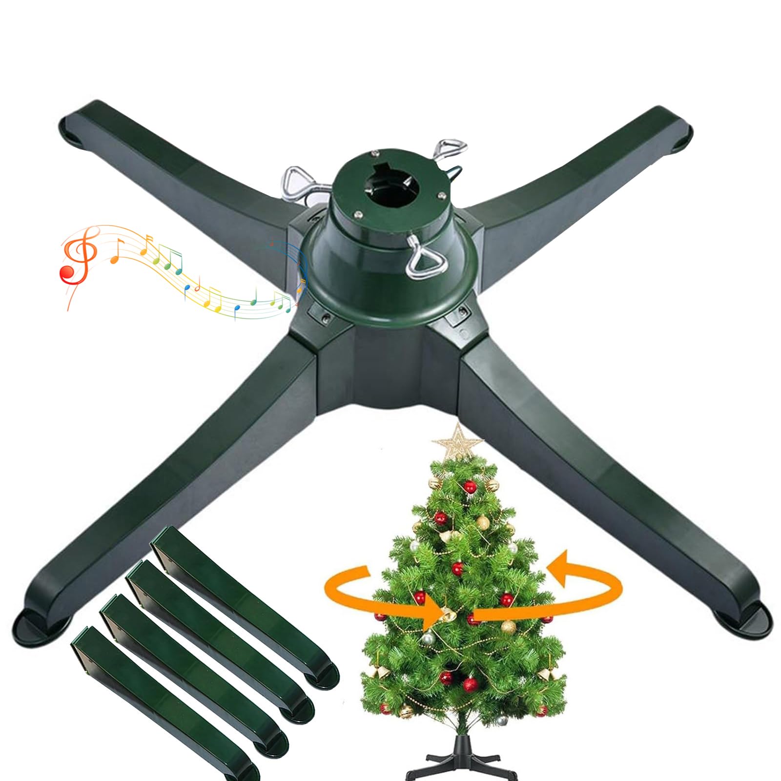 Soporte Musical para Árbol De Navidad (con Parlantes), Rotación Bidireccional De 360°, para Árboles Artificiales De hasta 7.8 Pies/9.87 Pies De Alto Y hasta 80 Libras De Peso 65cm
