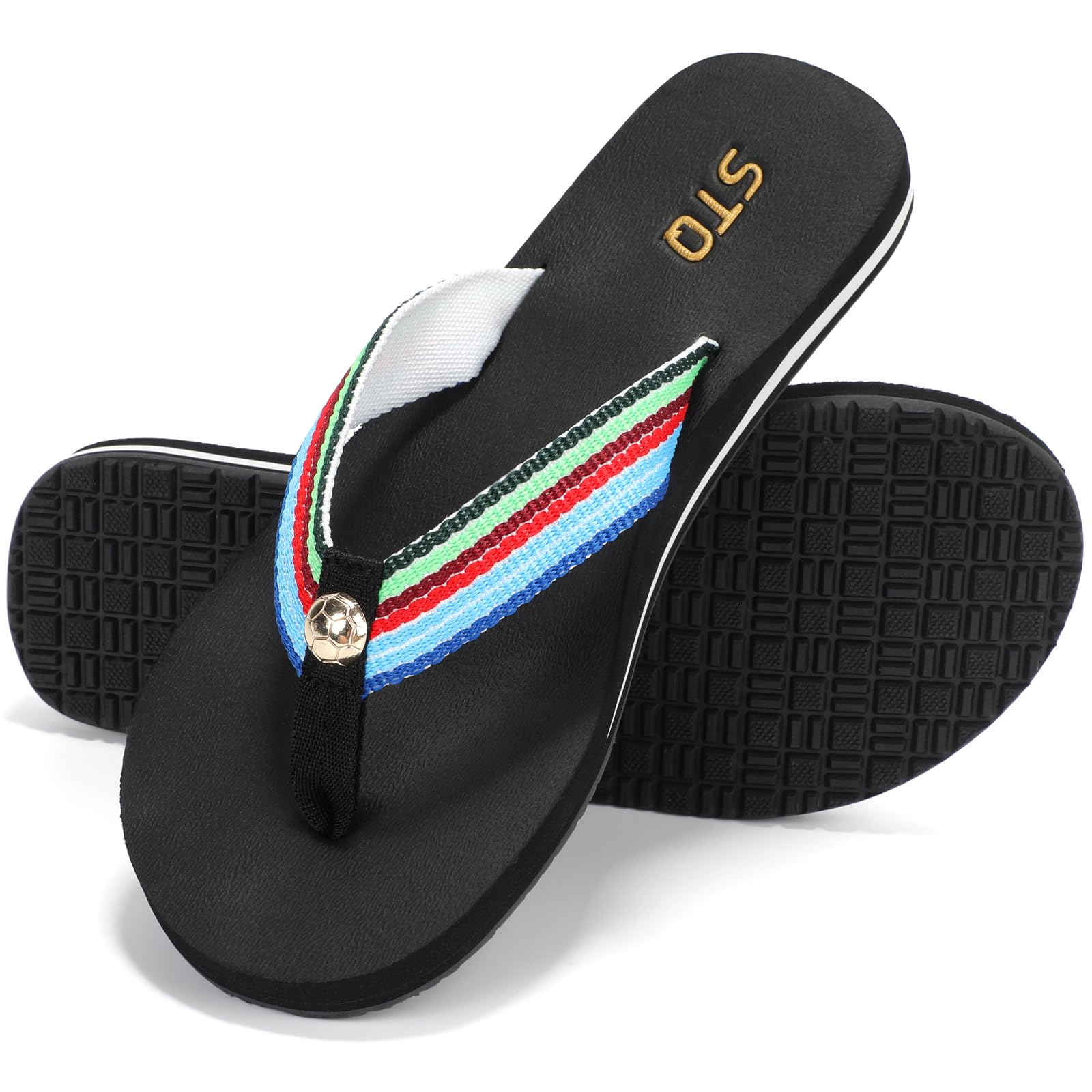 STQ Womens Arch Support Flip Flops Thong Sandals | Yoga Mat Sole,Quick Dry ,Beach Shower Pool Vacation