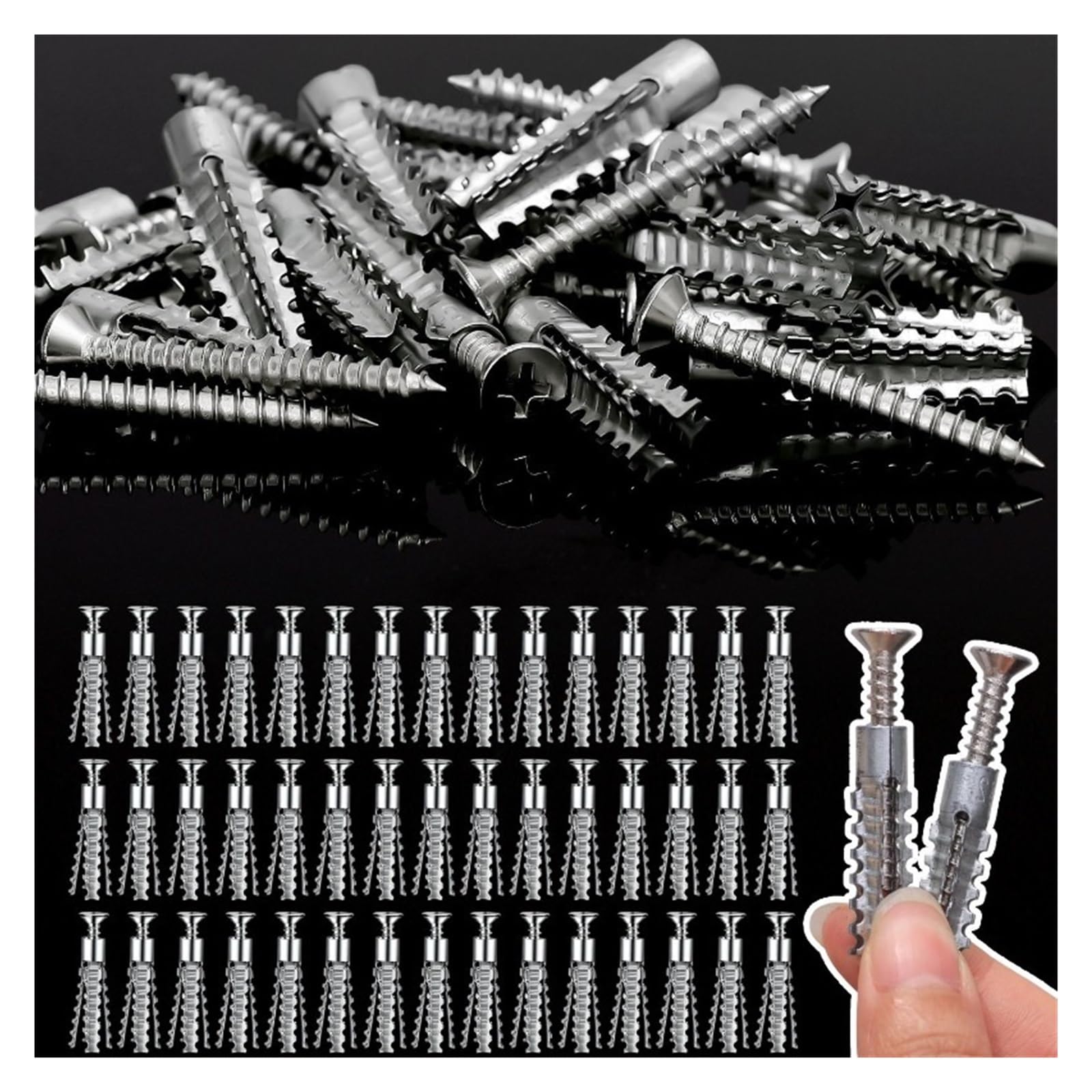 Kit De Anclajes Pared Autorroscantes Tubo Expansión Dentado Acero(80set)