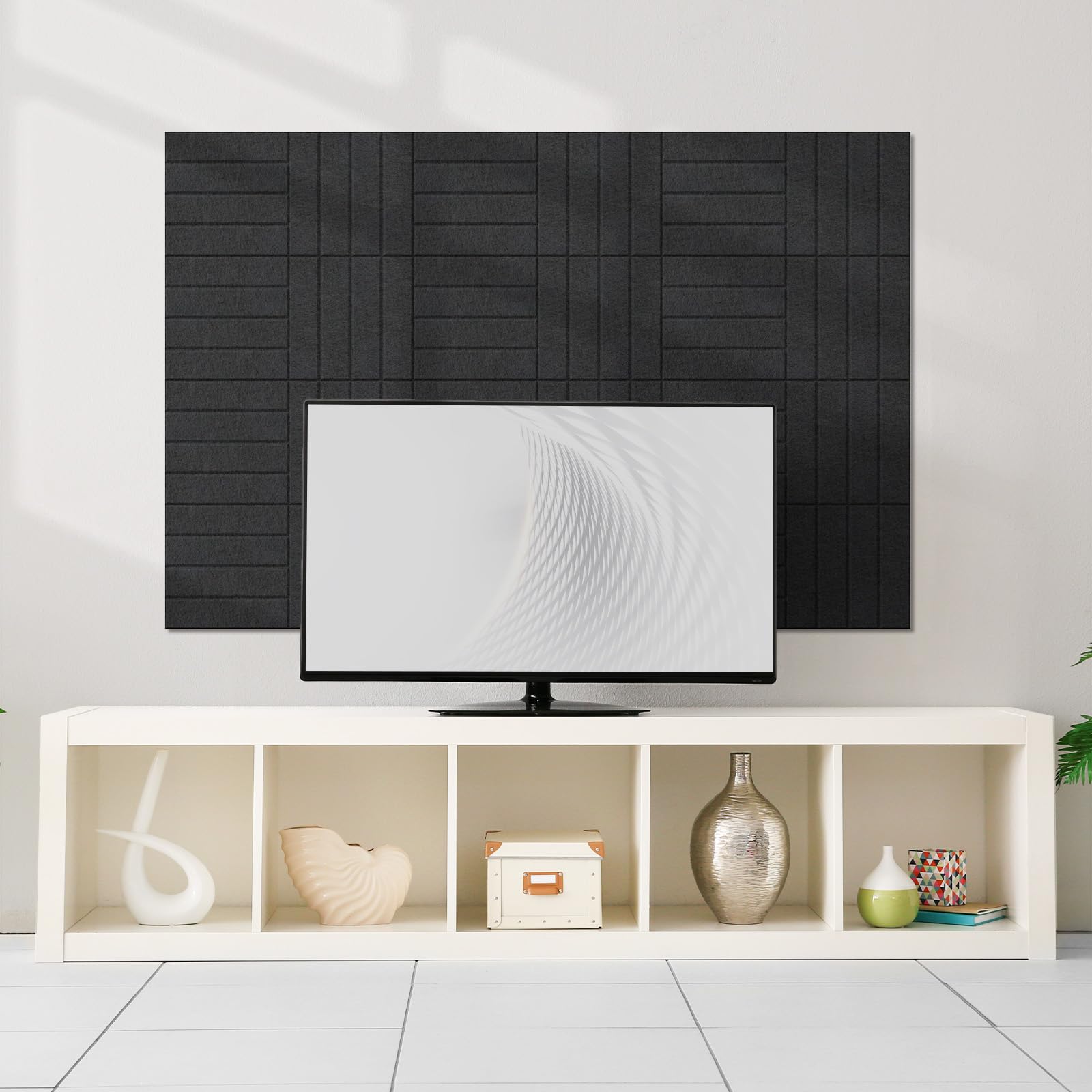 Vieshful 20 Pannelli Acustici Autoadesivi – 30x30x1 cm Pannelli Fonoassorbenti da Parete ad Alta Densità, Pannelli in Feltro per Riduzione Eco e Rumore, Decorazione per Casa e Ufficio, Nero