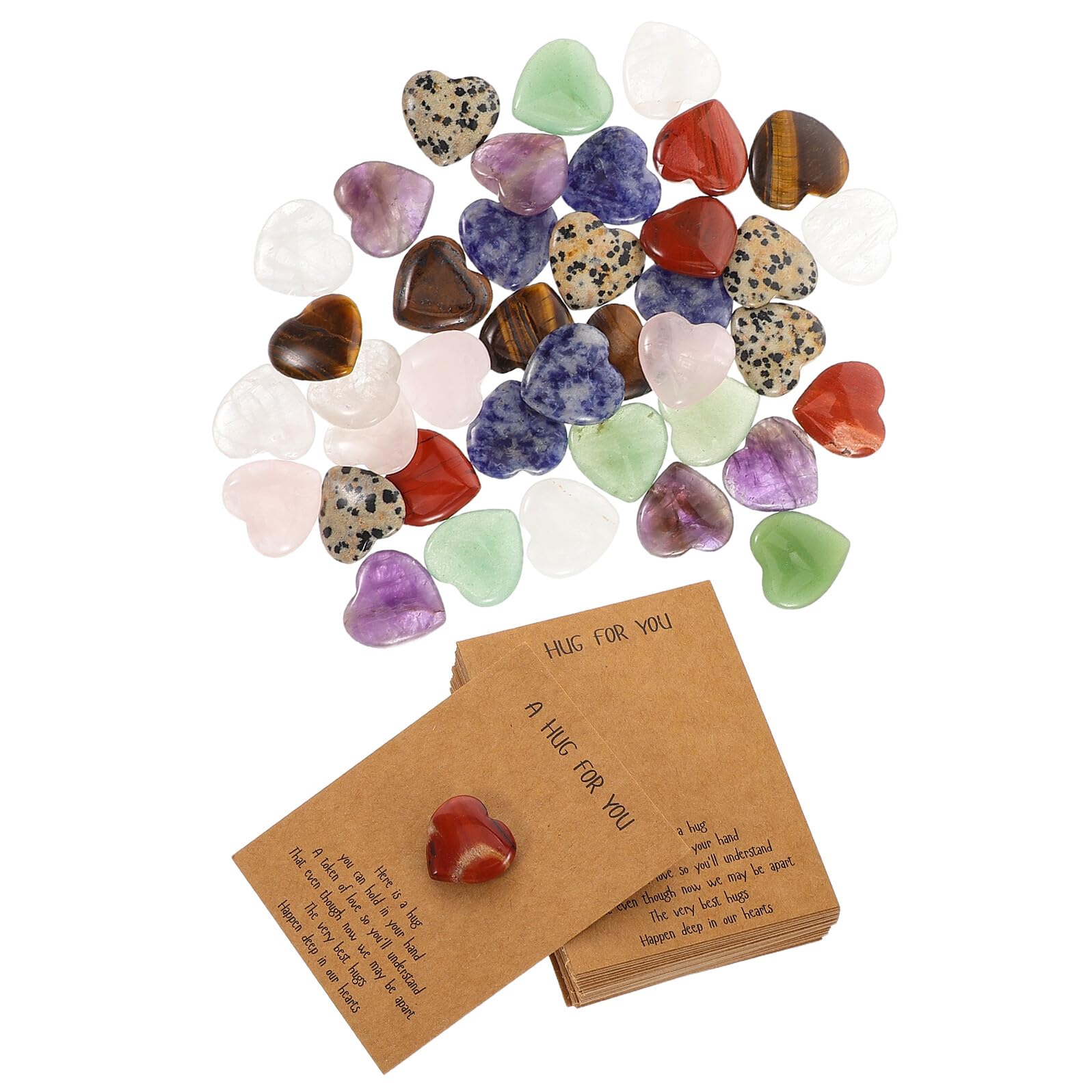 Biglietti d’Auguri con Pietre Naturali a Forma di Cuore 2 CM Set da 40 Pezzi per Festa degli Innamorati e Compleanni Carta Resistente per Regali Romantici e Scambi Festa