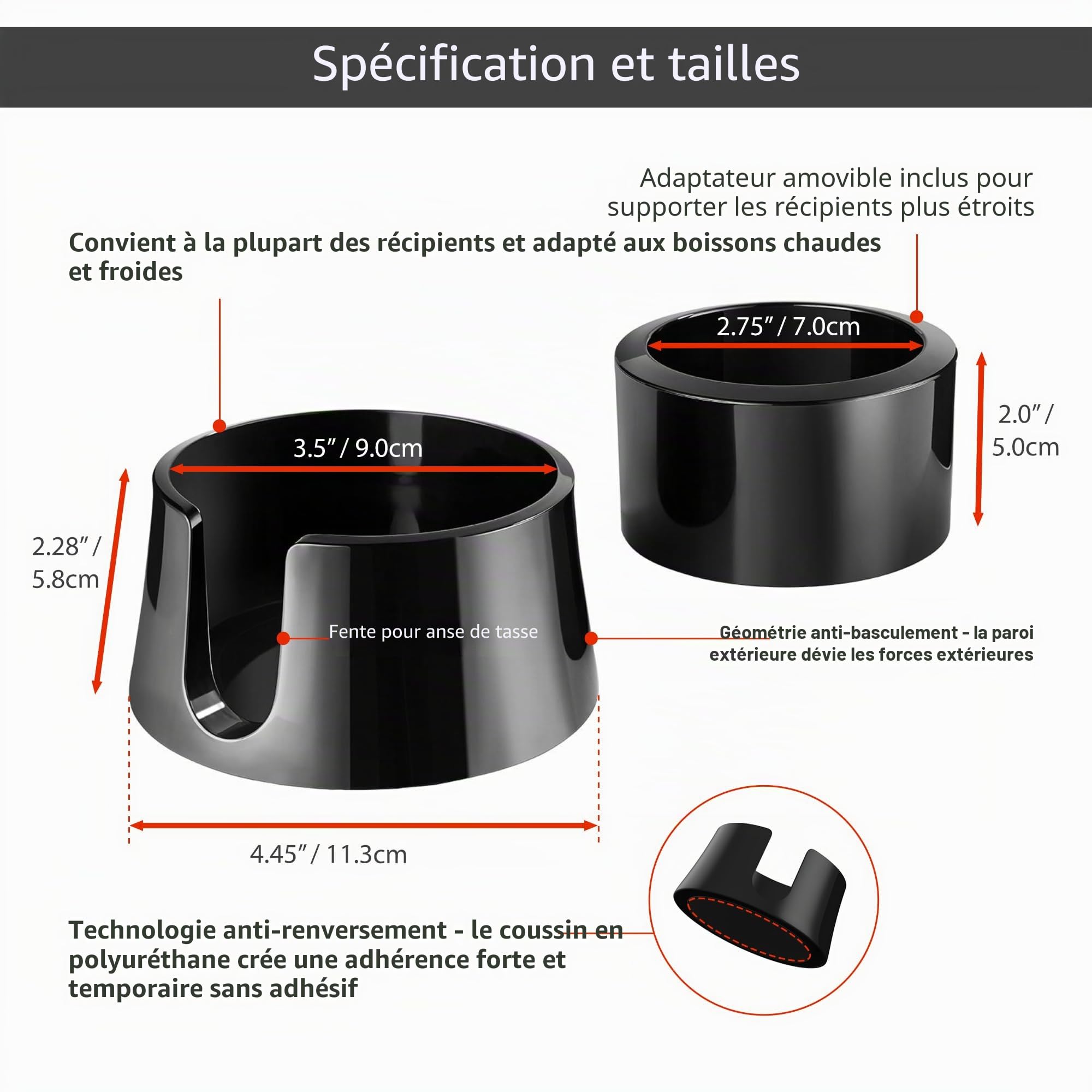 TableCoaster - Le Porte-gobelet Ultime pour Votre Table (Noir Jais)