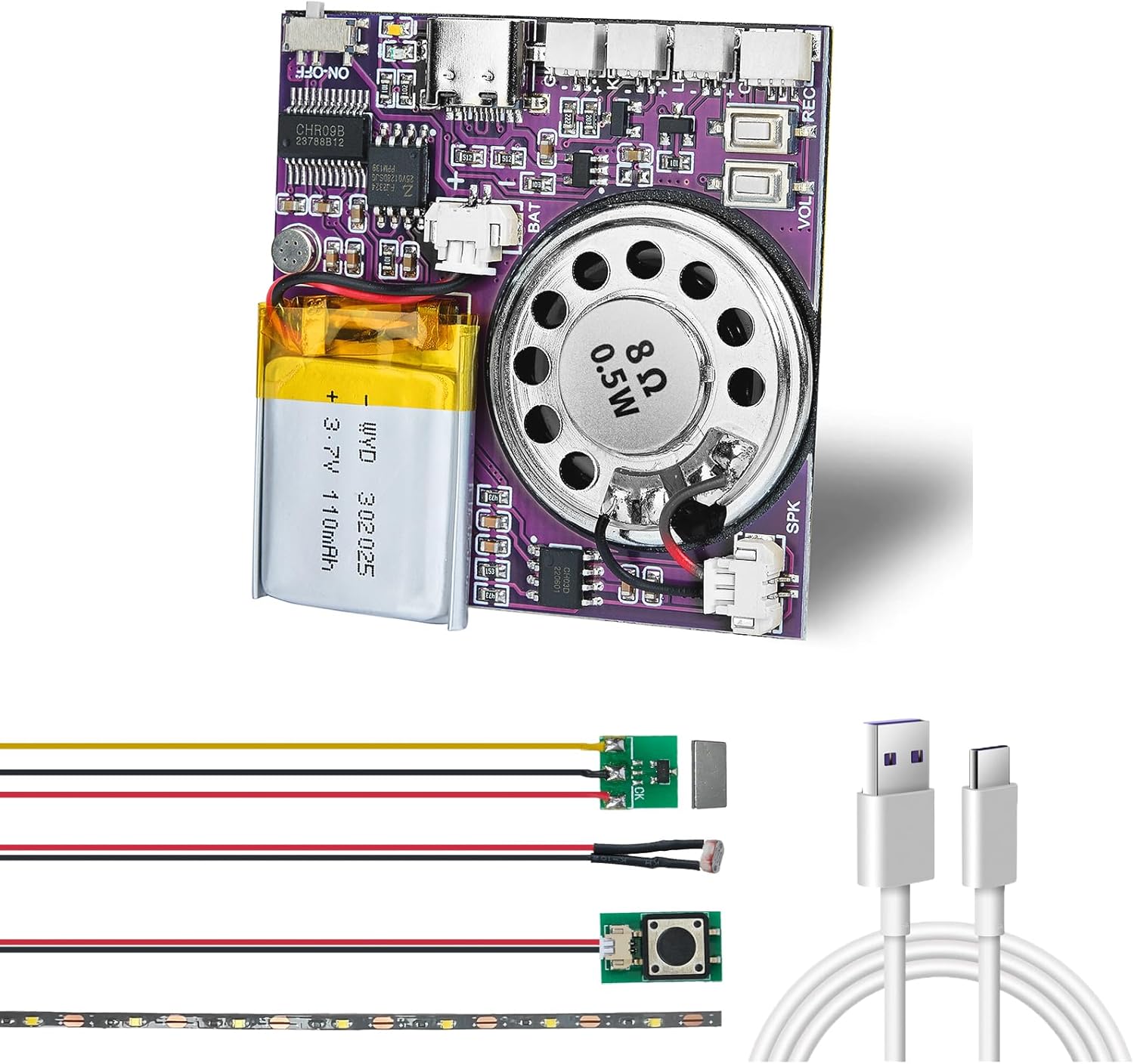 XLW Sound Module, 16MB Push Button & & Light Control Activated Recordable