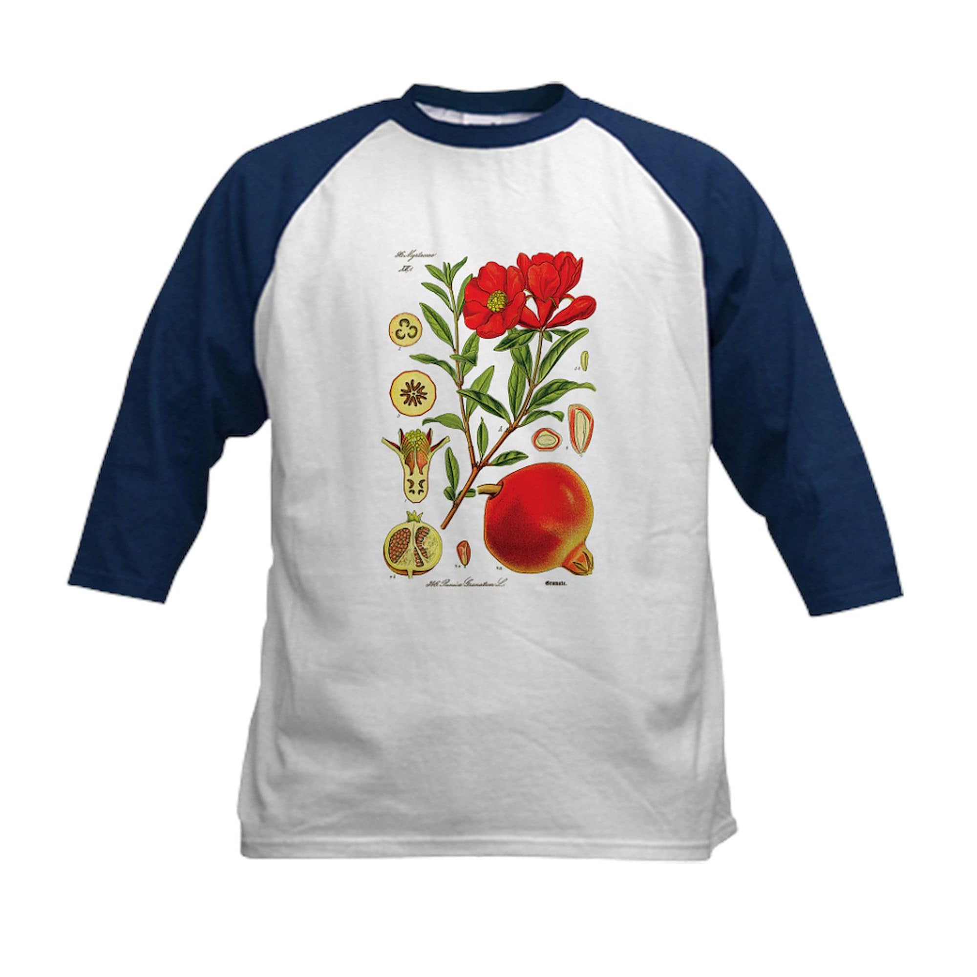 CafePress Vintage Pomegranate Kids Baseball Jersey Kids Cotton Baseball Jersey, 3/4 Raglan Sleeve Shirt Navy/White