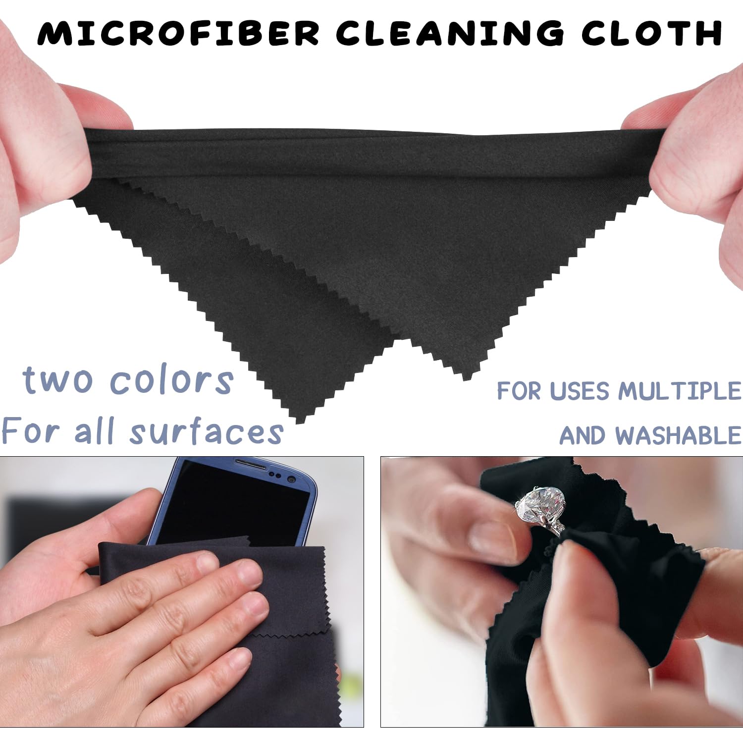 [8Pcs]Panni In Microfibra, Panno Pulizia Occhiali Salviette, Panni Per Pulire In Microfibra, Per La Pulizia Di Lenti, Occhiali, Schermi, Tablet(Nero E Blu)