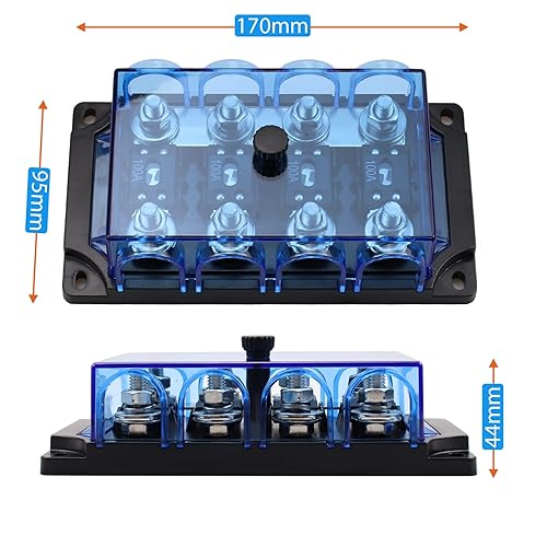 Miniatura 3 de Portafusibles MEGAAMG de 4 vías 100A, fusible atornillado M8 516 pulgadas (paquete de 4 fusibles de 100 A + portafusibles de 4 vías)