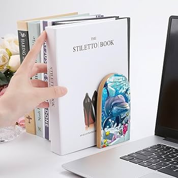 ブックスタンド  本立て  海  波 Amazon.co.jp: 海の波 ブックエンド木製本立て ブックスタンド