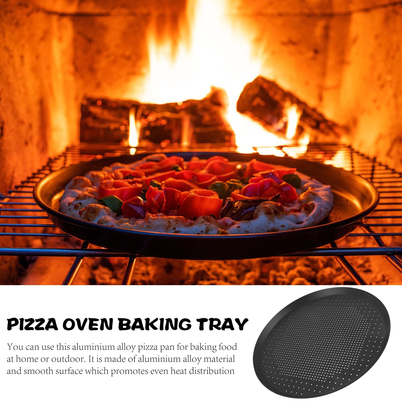 SHINEOFI Bandeja Pizza Horno Redonda Aluminio Perforada Antiadherente para Hornear y Cocinar Multifunción
