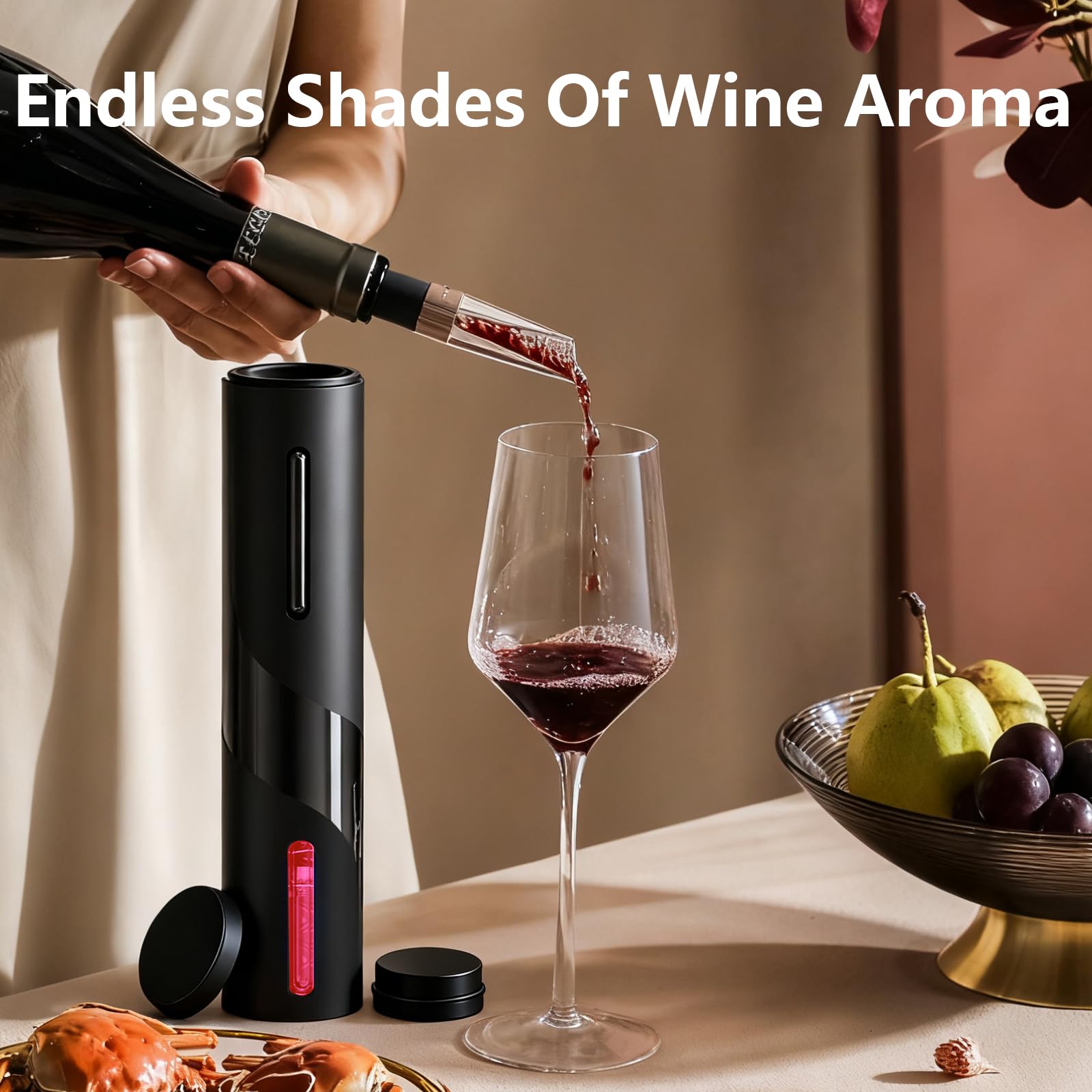 Sacacorchos eléctrico, Sacacorchos Eléctrico con Cortacapsulas Botella, Ideal para reuniones familiares y bares, Regalo hombre para amantes del vino (Abridor de botellas recargable - Negro)