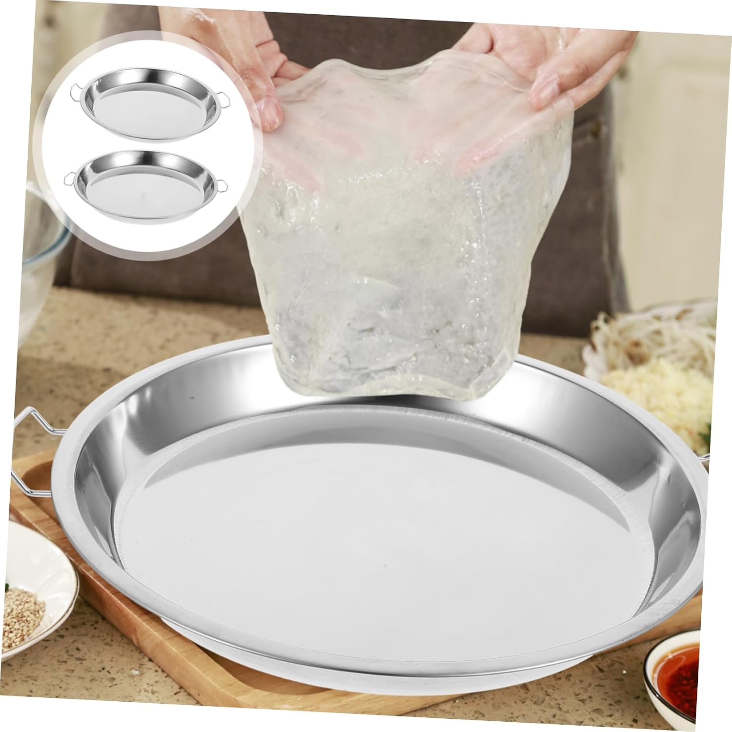 KICHOUSE 2pcs Veggie Tray Baking Pan Food Grill Pan Roasting Pan Dessert Plate Oven Trays for Baking - Plate Oven Pan Container Stainless Steel 28c Household