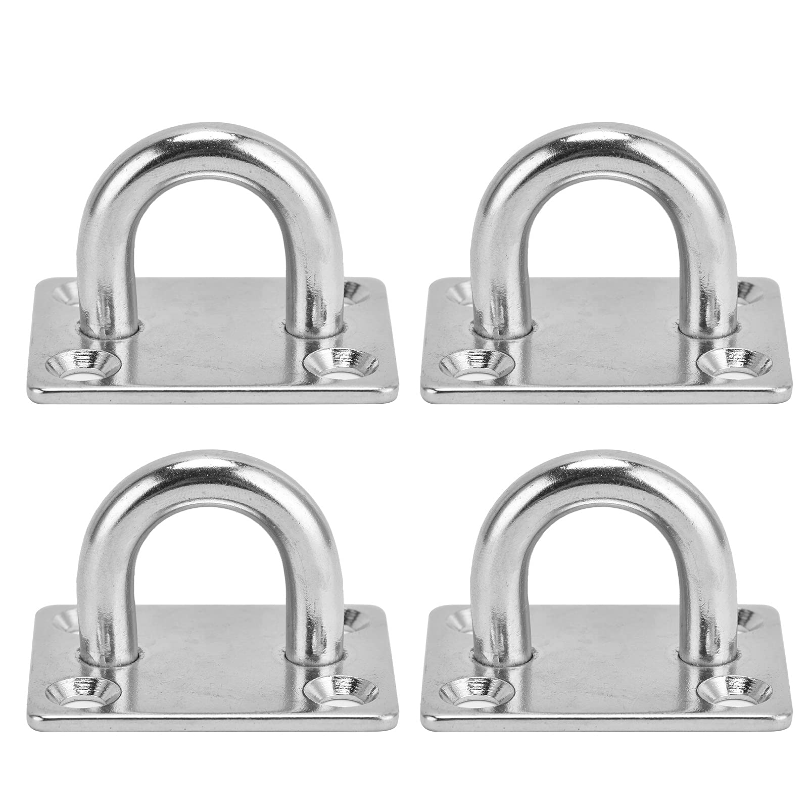 Respicefinem 4Pcs 304 Stainless Steel Eye Plate with Enclosed Hook for Ceiling Wall Mount Hanging Hardware Ideal for Fixing Ropes Wires Hammocks Sports Equipment and Decorations