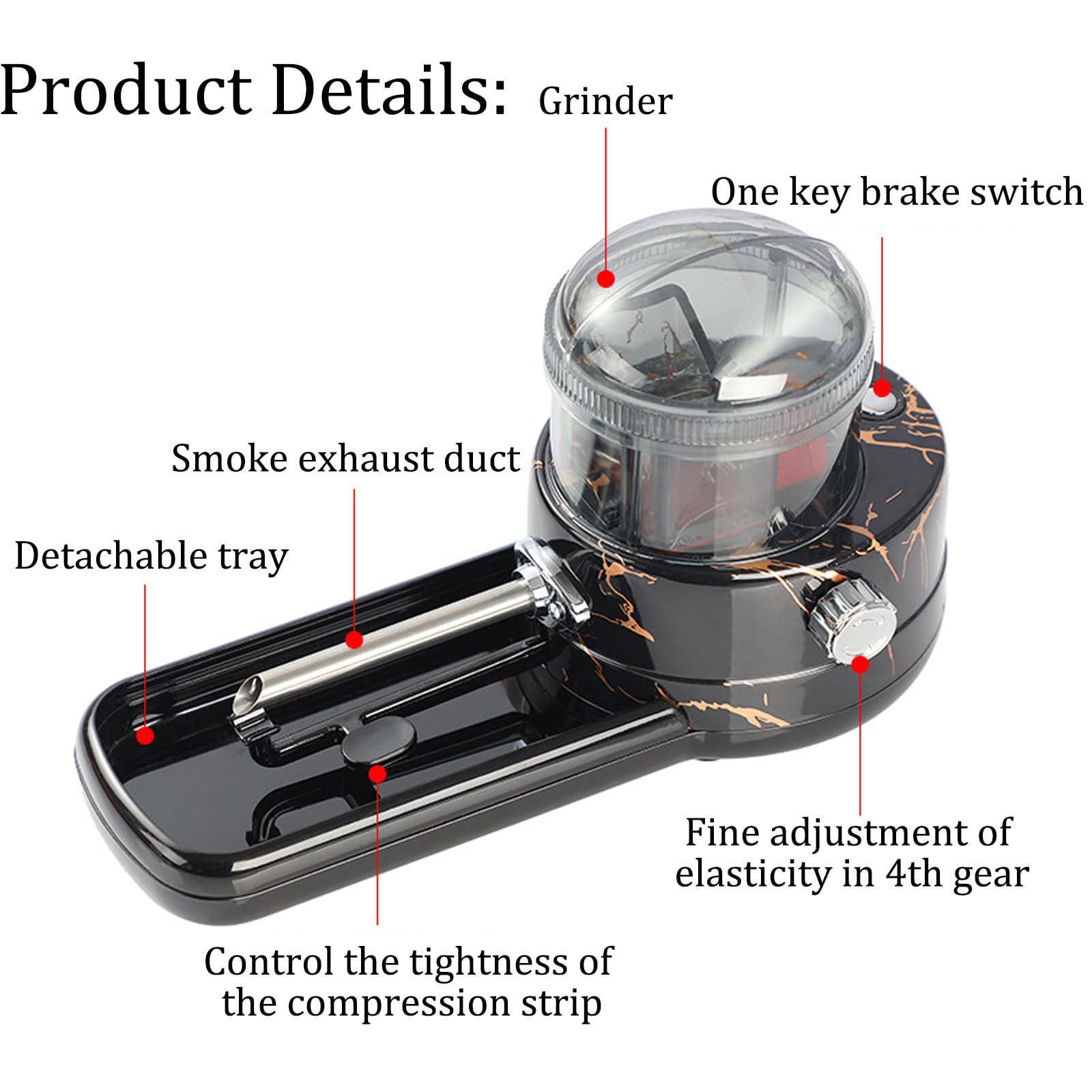 Automatico Della Sigaretta Del Rullo Del Tabacco Delle Macchine di Riempimento Della,Elasticità Del Tabacco Regolabile in 4 Livelli,con Due Tipi di Tubi Del Tabacco da 8 mm/6,5 mm,Adatti ai Fu(Size:B)
