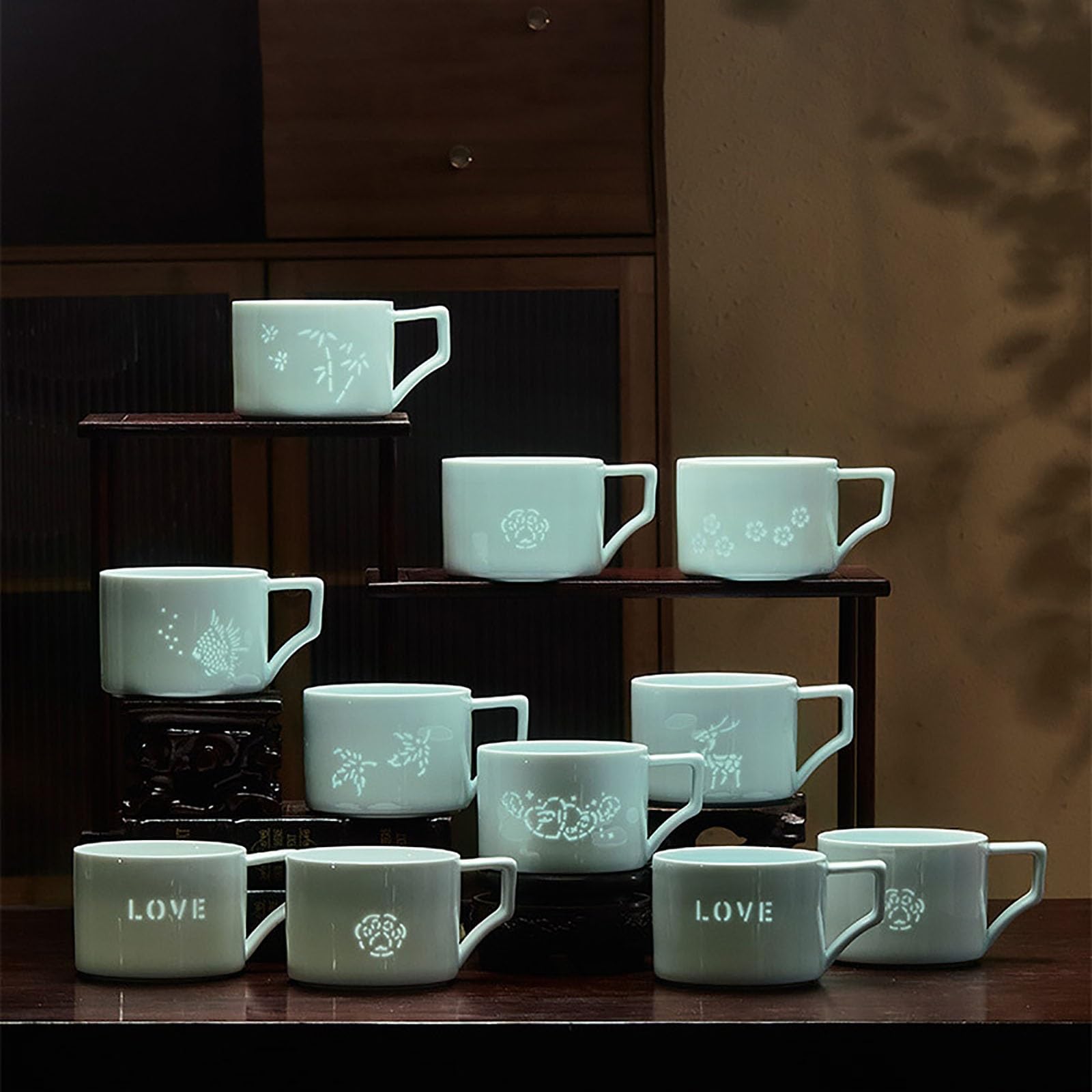 Tasse À Café En Porcelaine,280 Ml Kaffeetassen Set Porzellan Kaffeeservice Kaffeebecher Set Cappuccino Tassen Mit Unterteller Kaffeetassen Mit Untertassen Kaffeebecher Aus Steingut(A)