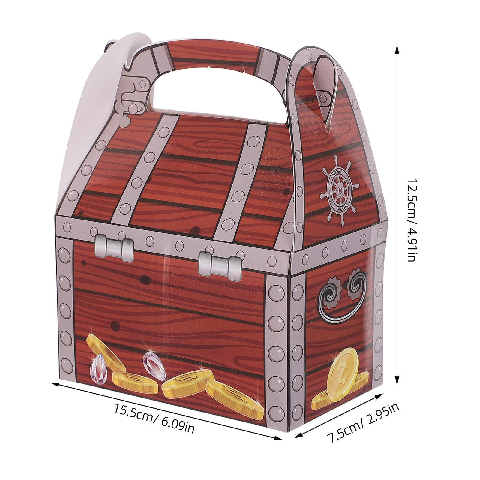 OSOLADY 20 scatoline per bomboniere a tema pirati per bambini, scatole di carta a forma di forziere del per caramelle, giocattoli, piccoli regali, premi per la classe, 6,1x4,9x3 pollici