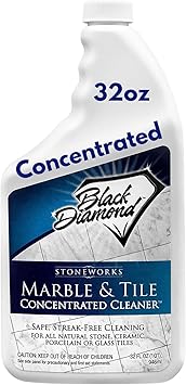 Black Diamond Stoneworks MARBLE & TILE FLOOR CLEANER. Great for Ceramic, Porcelain, Granite, Natural Stone, Vinyl and Brick. No-rinse Concentrate. (1-Quart)