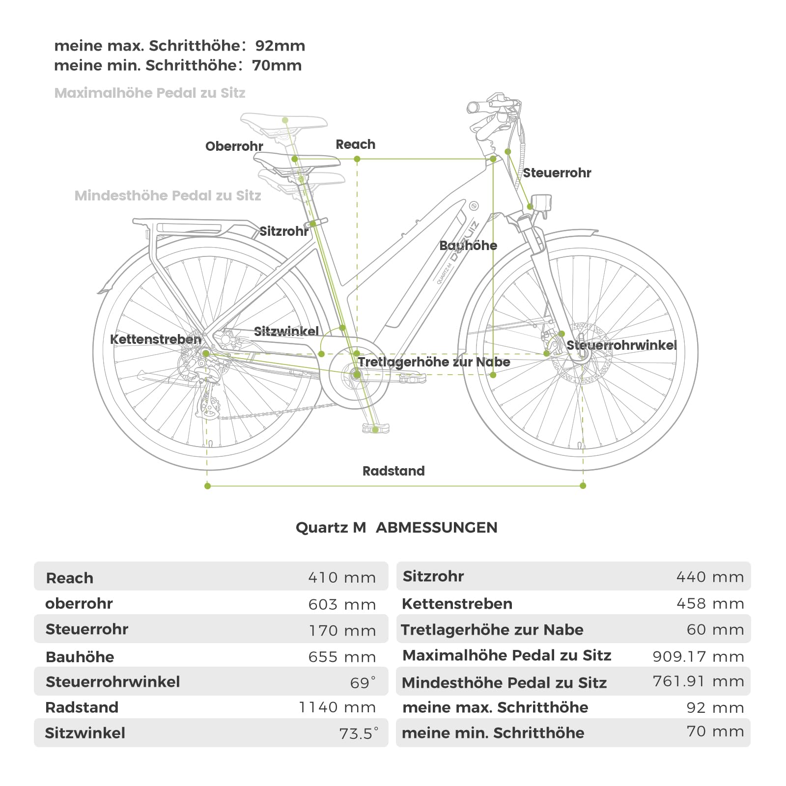DERUIZ Quartz E-Bike Damen 28 Zoll Tiefeinsteiger, 8-Gang, 48V 13.4Ah Akku, bis zu 161 km, 55Nm Drehmoment, Hydraulische Scheibenbremsen, App, City & Trekking Elektrofahrrad für Damen & Herren